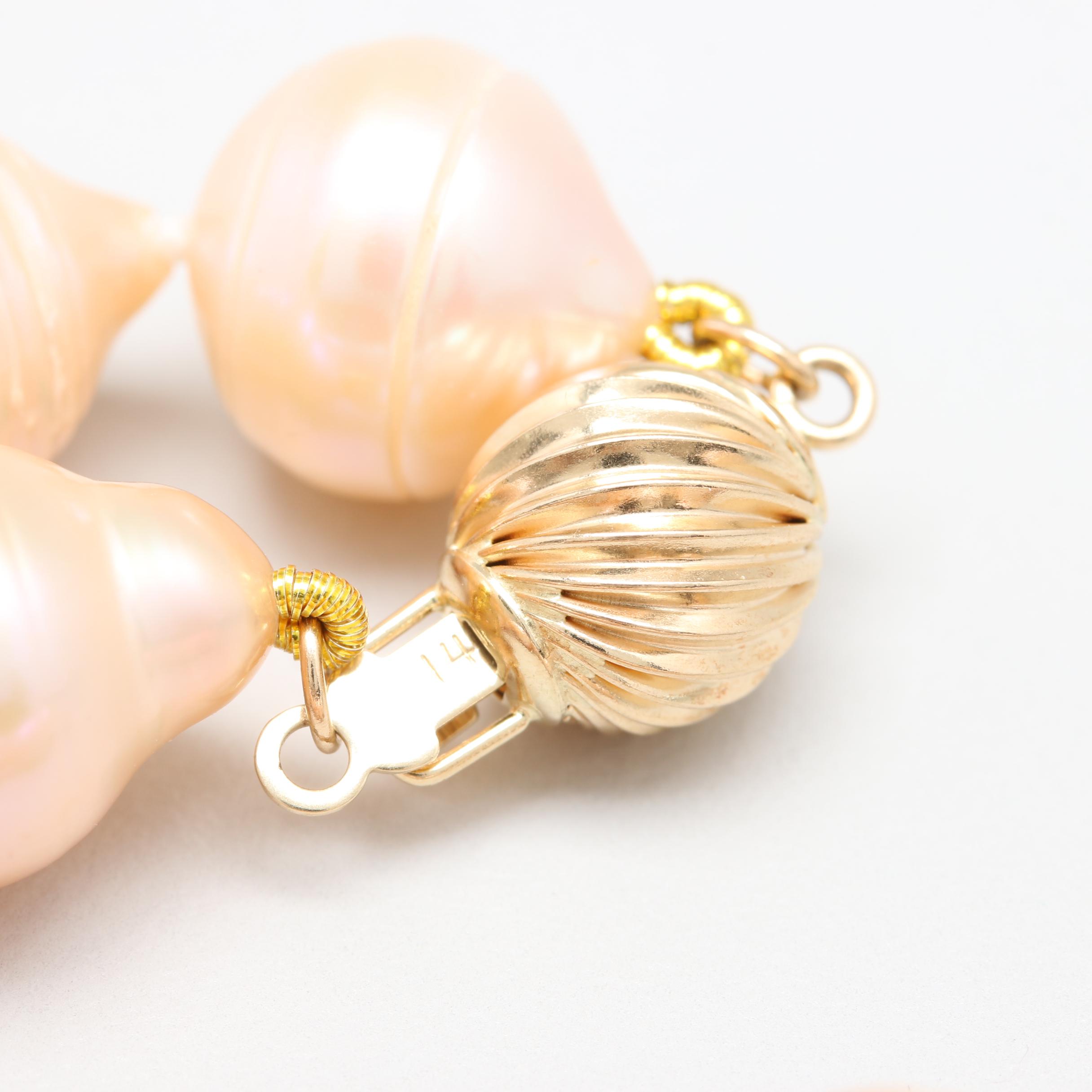 14K Yellow Gold Cultured Pearl Necklace