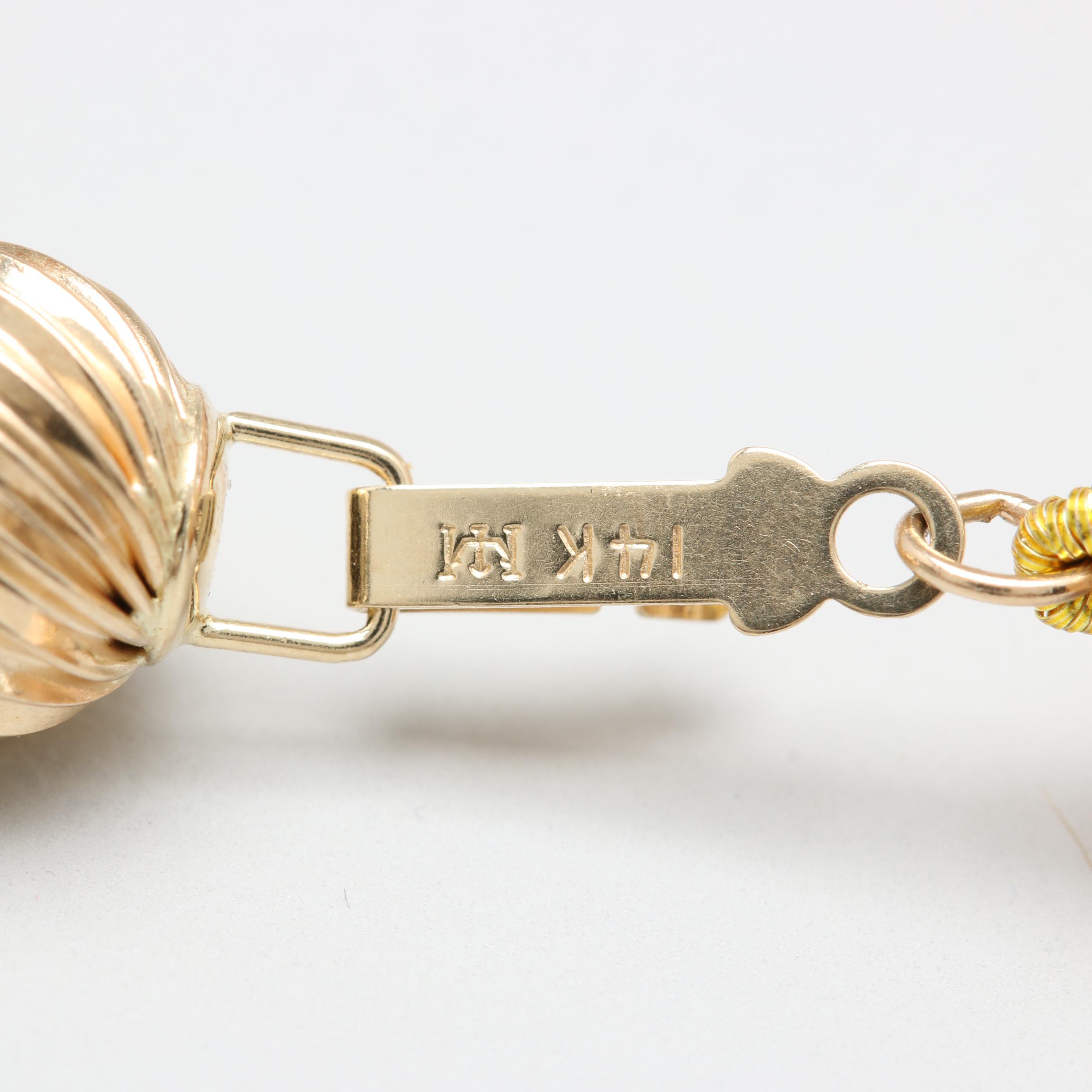 14K Yellow Gold Cultured Pearl Necklace