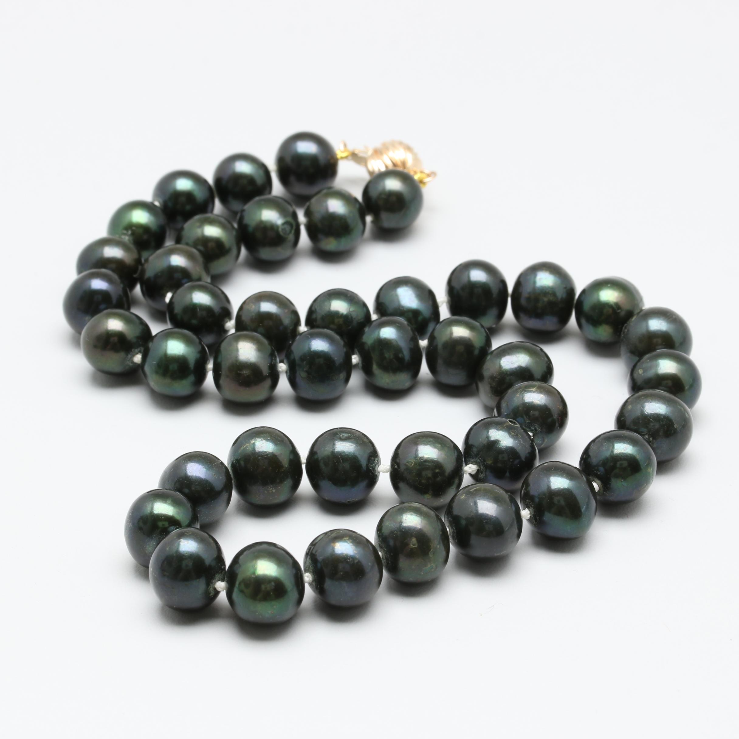 14K Yellow Gold Cultured Pearl Necklace