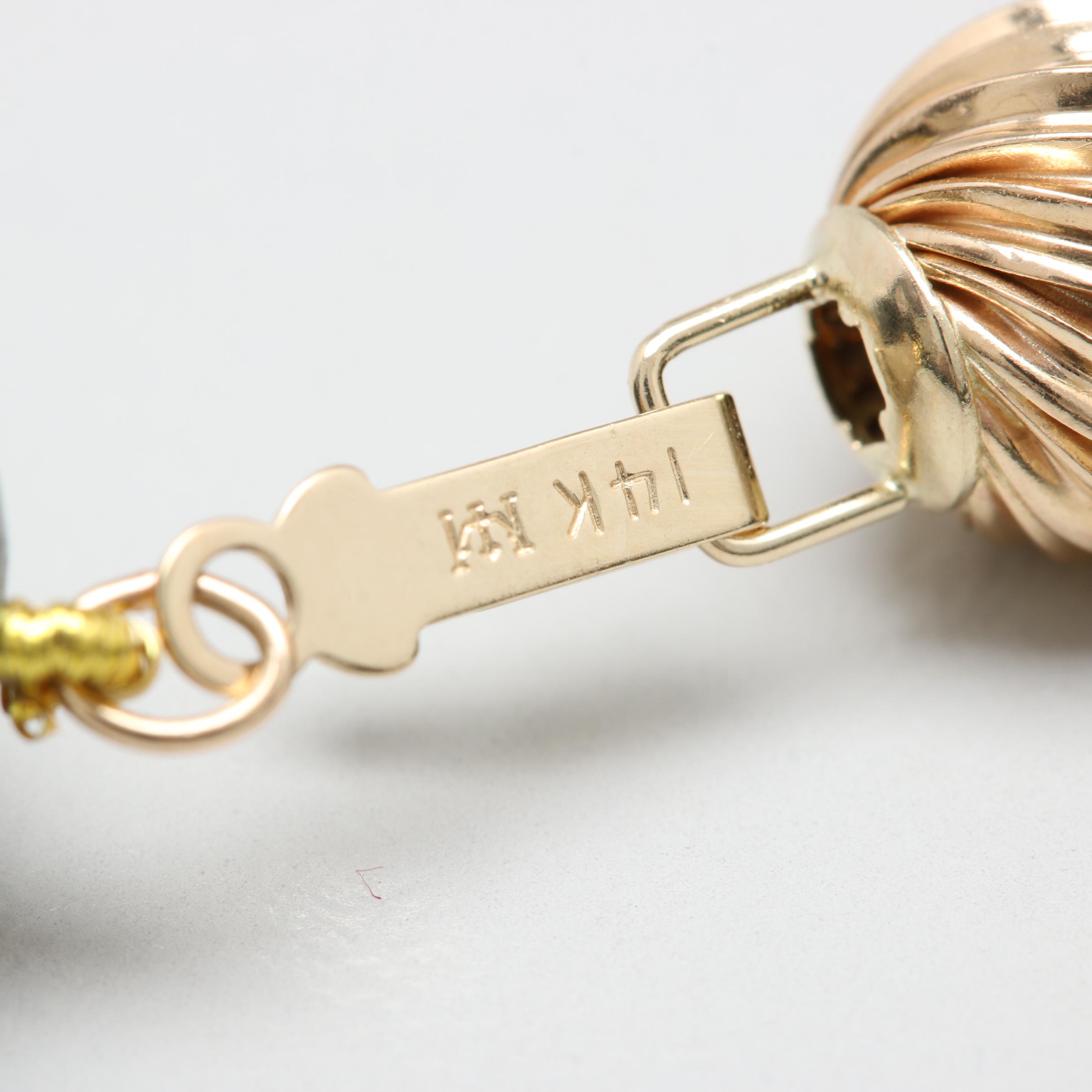 14K Yellow Gold Cultured Pearl Necklace