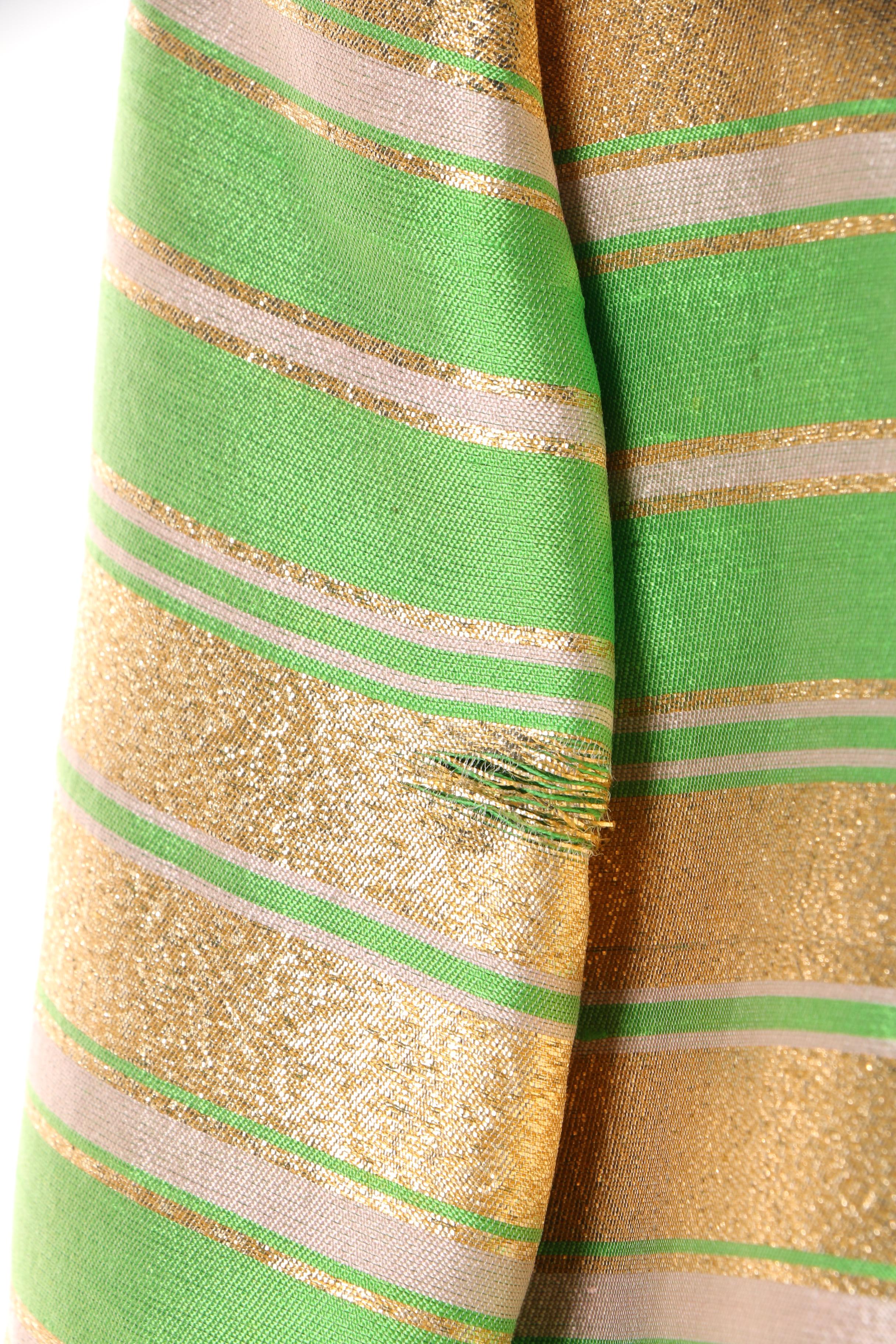 1960s Apple Green and Gold Lamé Cocktail Dress and Coat