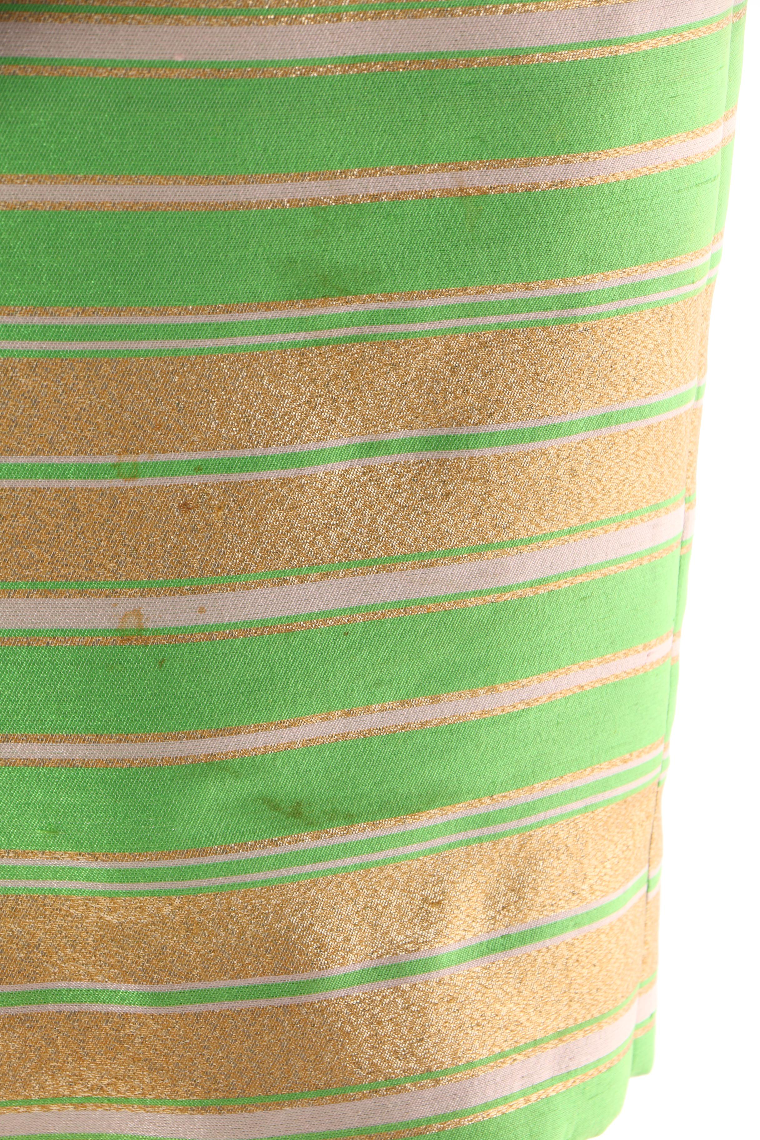 1960s Apple Green and Gold Lamé Cocktail Dress and Coat