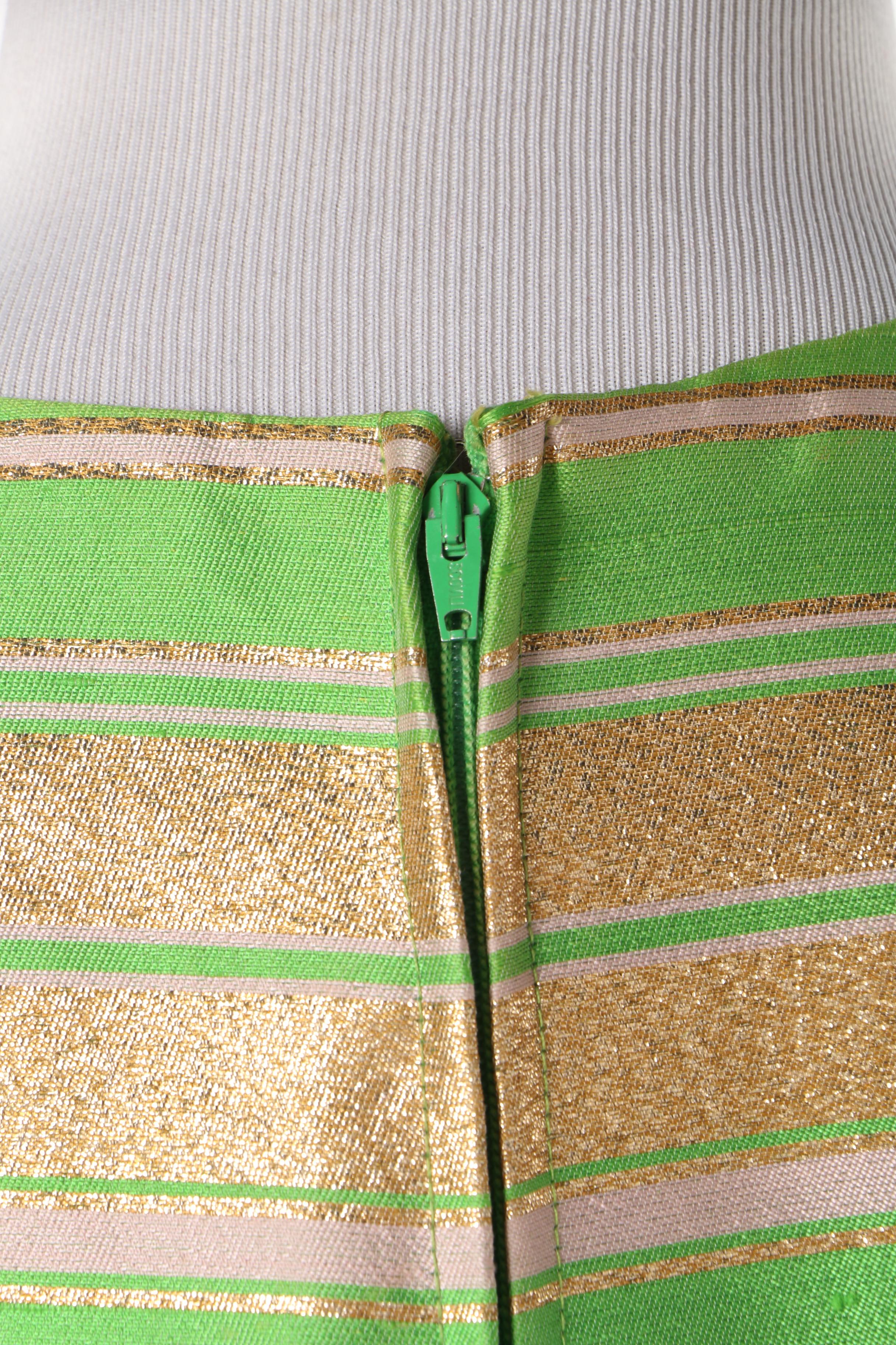 1960s Apple Green and Gold Lamé Cocktail Dress and Coat