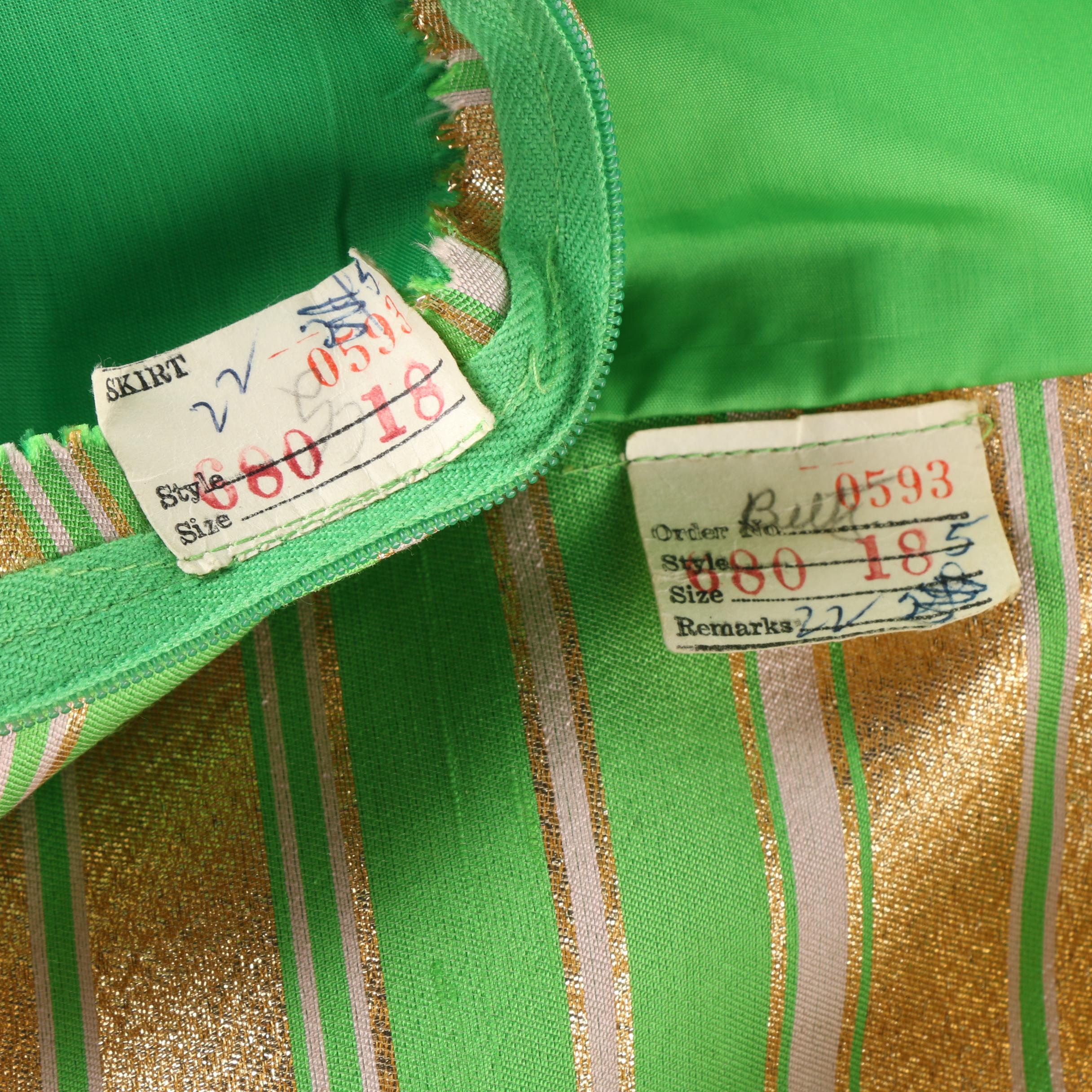 1960s Apple Green and Gold Lamé Cocktail Dress and Coat