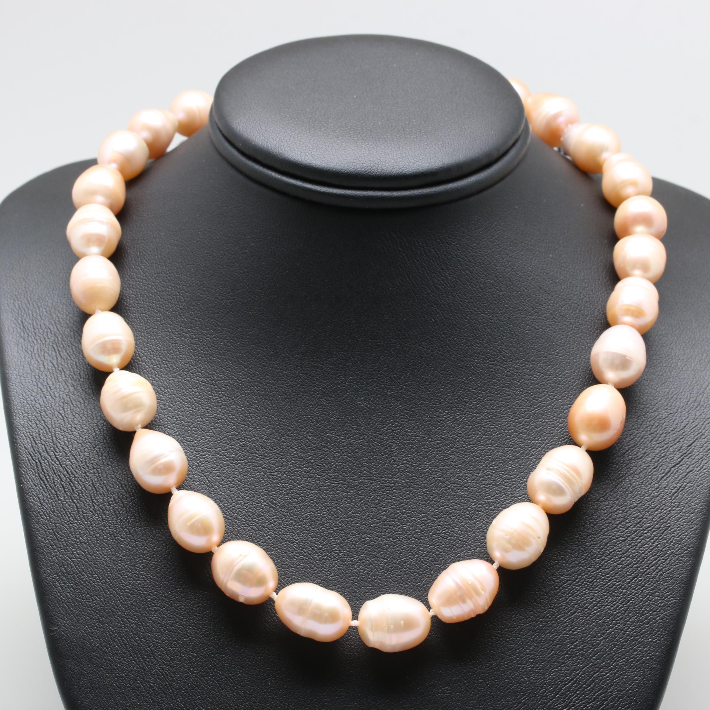 14K Yellow Gold Cultured Pearl Single Strand Necklace