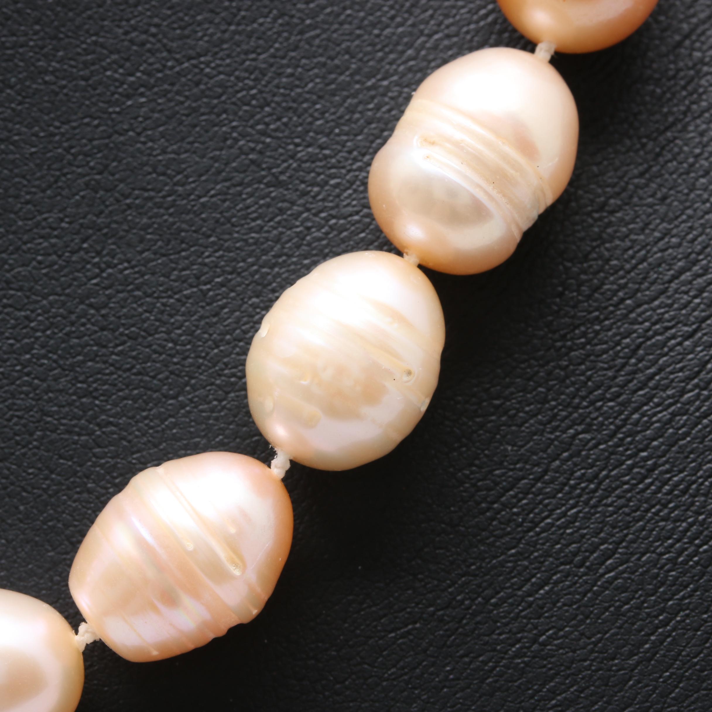 14K Yellow Gold Cultured Pearl Single Strand Necklace