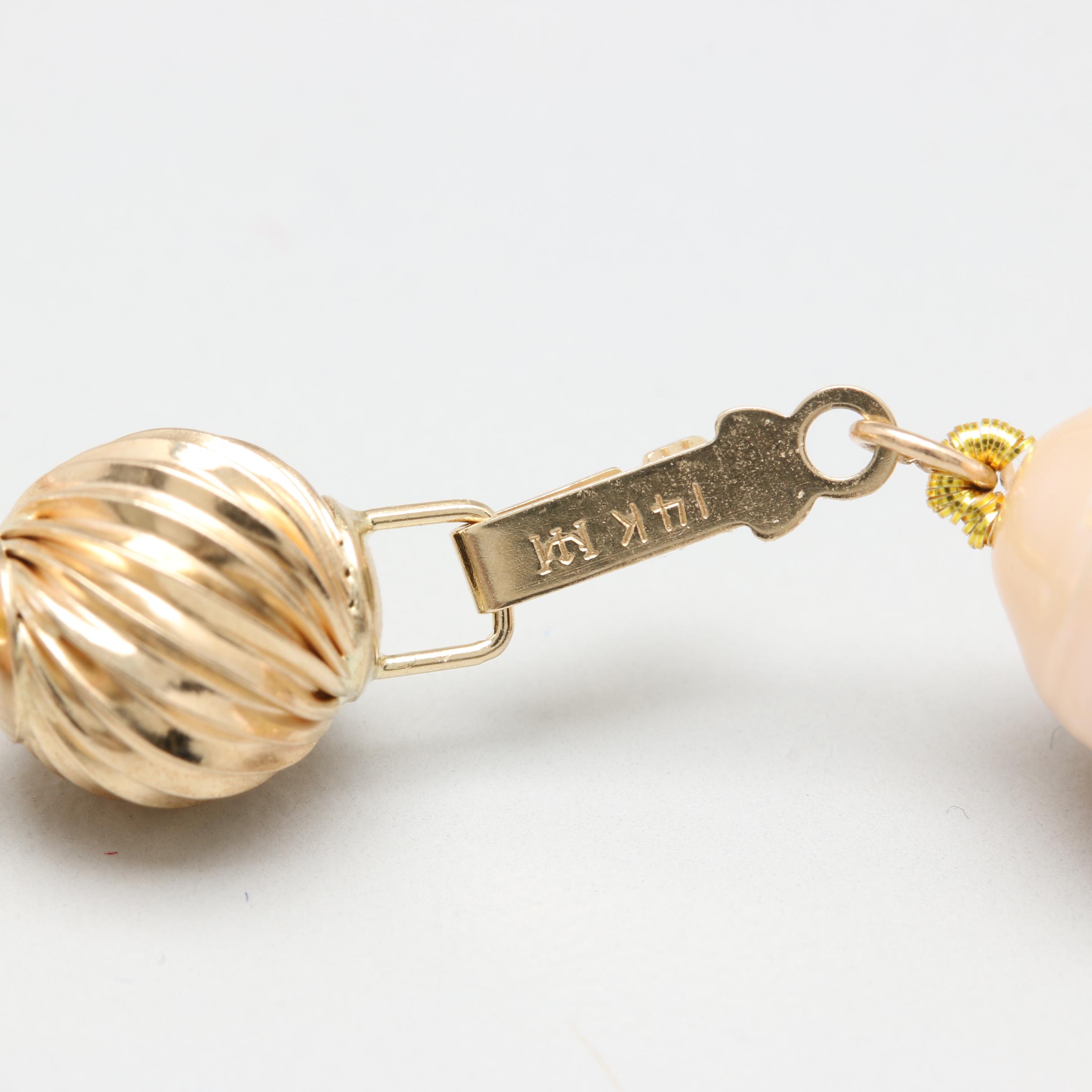 14K Yellow Gold Cultured Pearl Single Strand Necklace