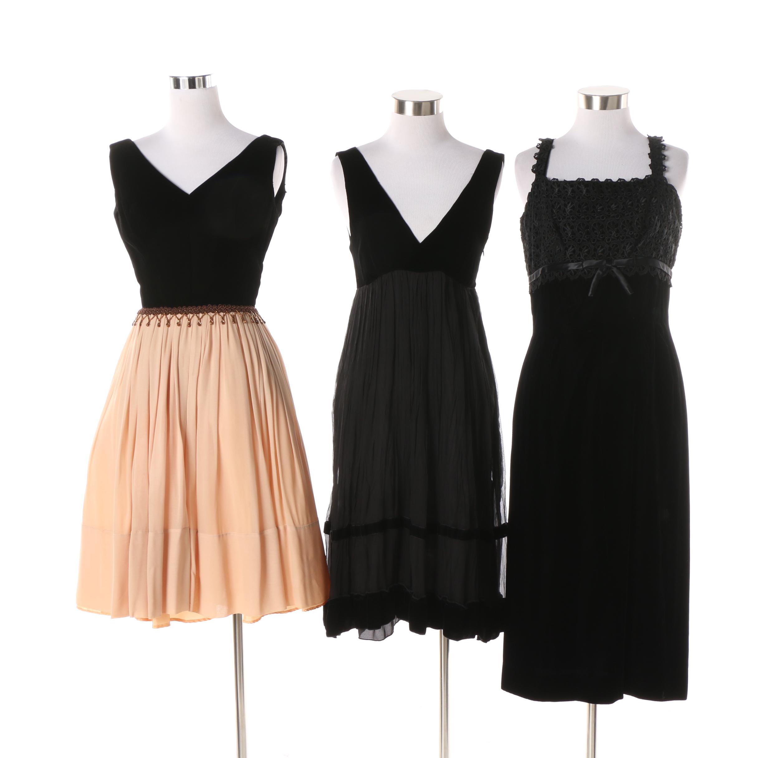1960s Velvet Blend Cocktail Dresses Including Carole Craig