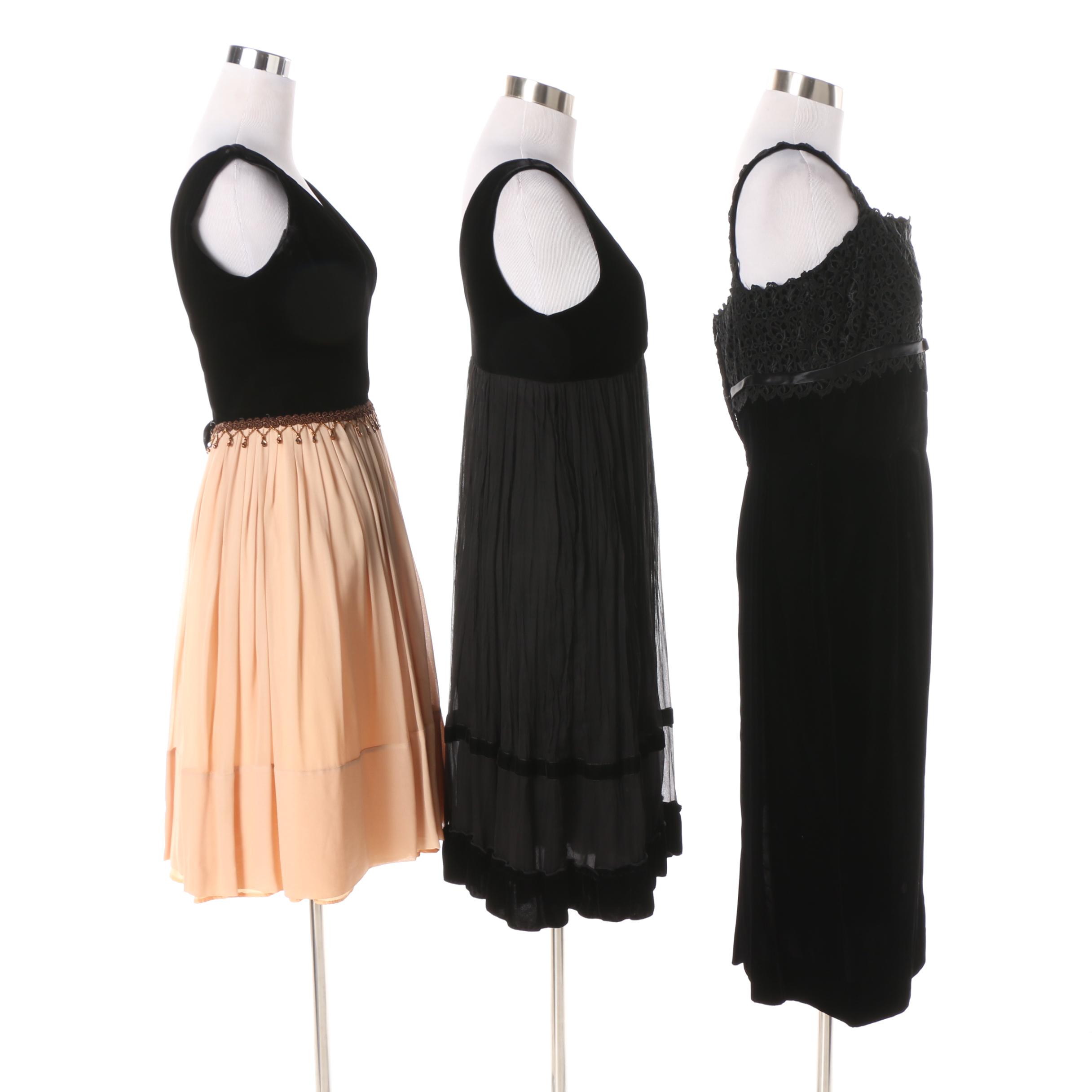 1960s Velvet Blend Cocktail Dresses Including Carole Craig