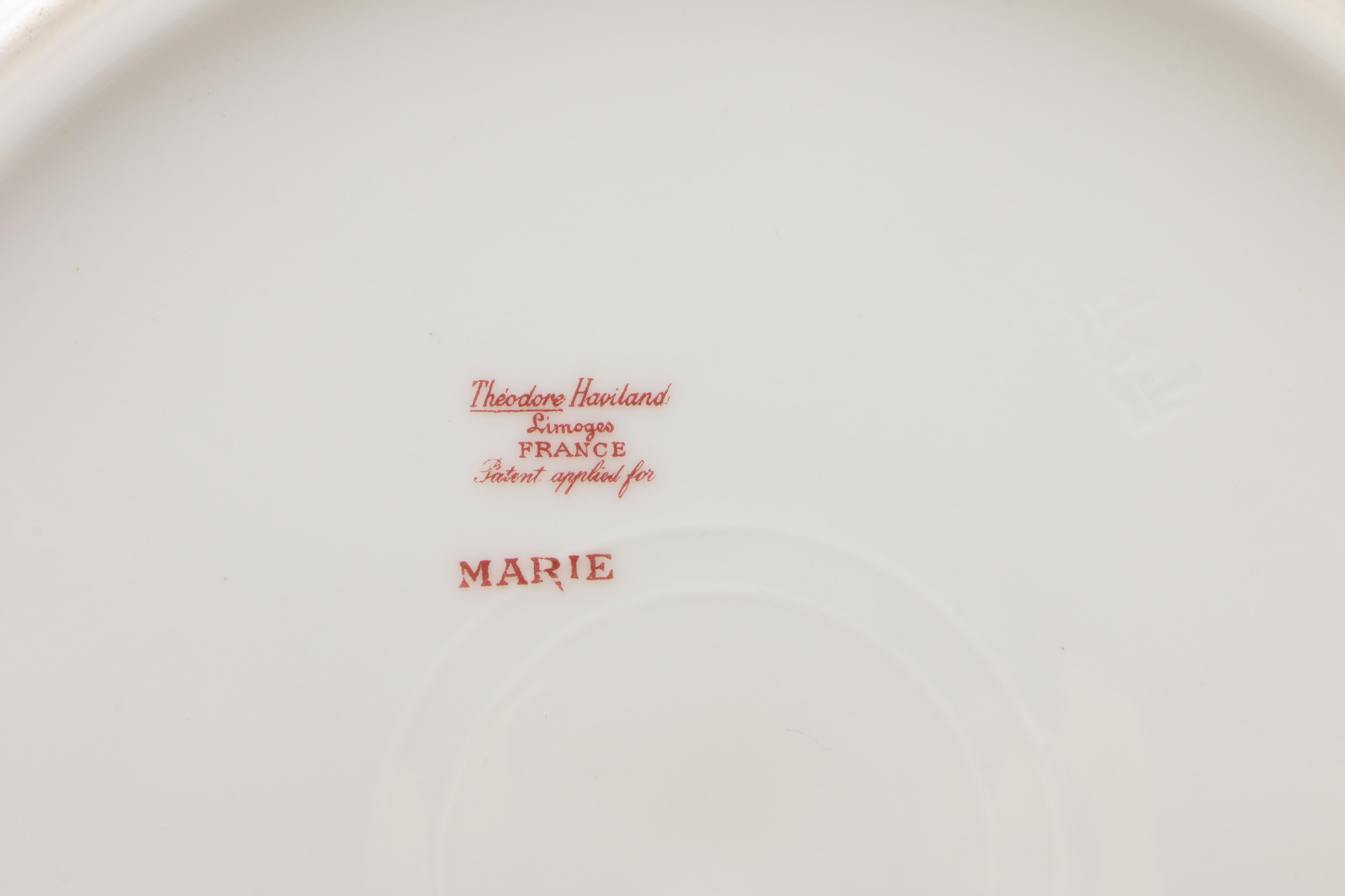 Vintage Theodore Haviland Porcelain Dinner and Dessert Plates featuring "Marie"