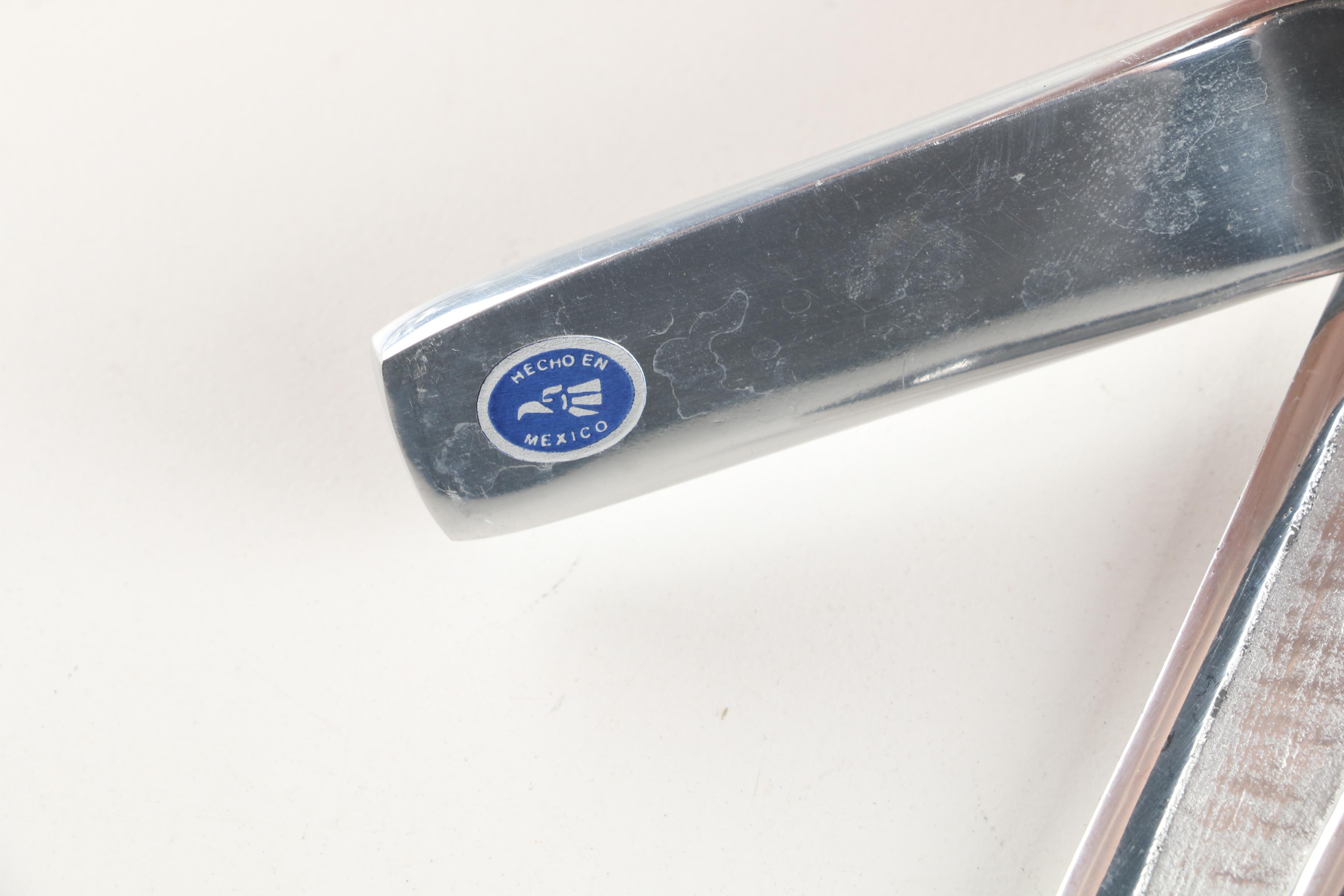 Mexican Silver Tone Metal Salad Serving Sets