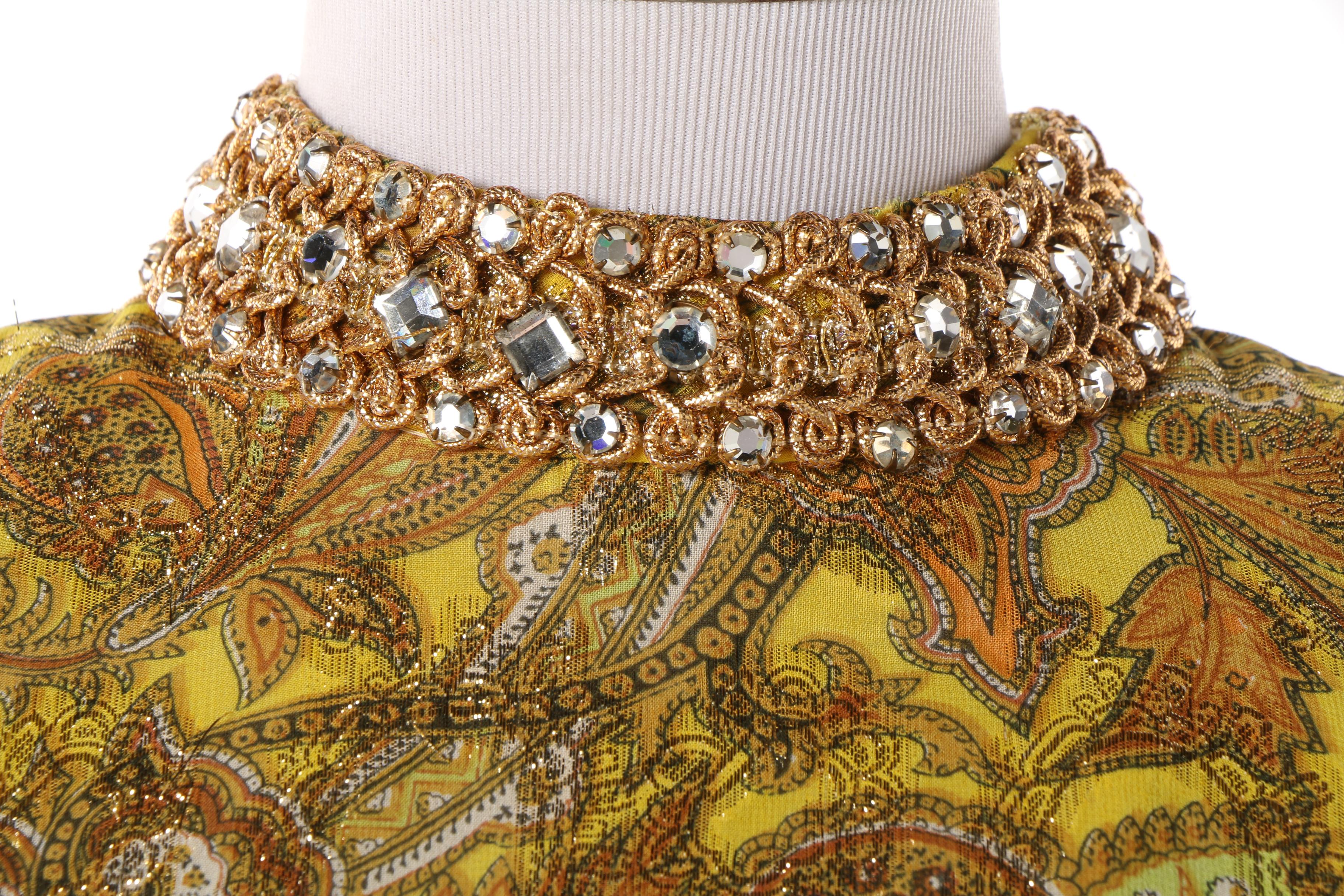 Women's 1960s Metallic Gold Embellished Cocktail Dress