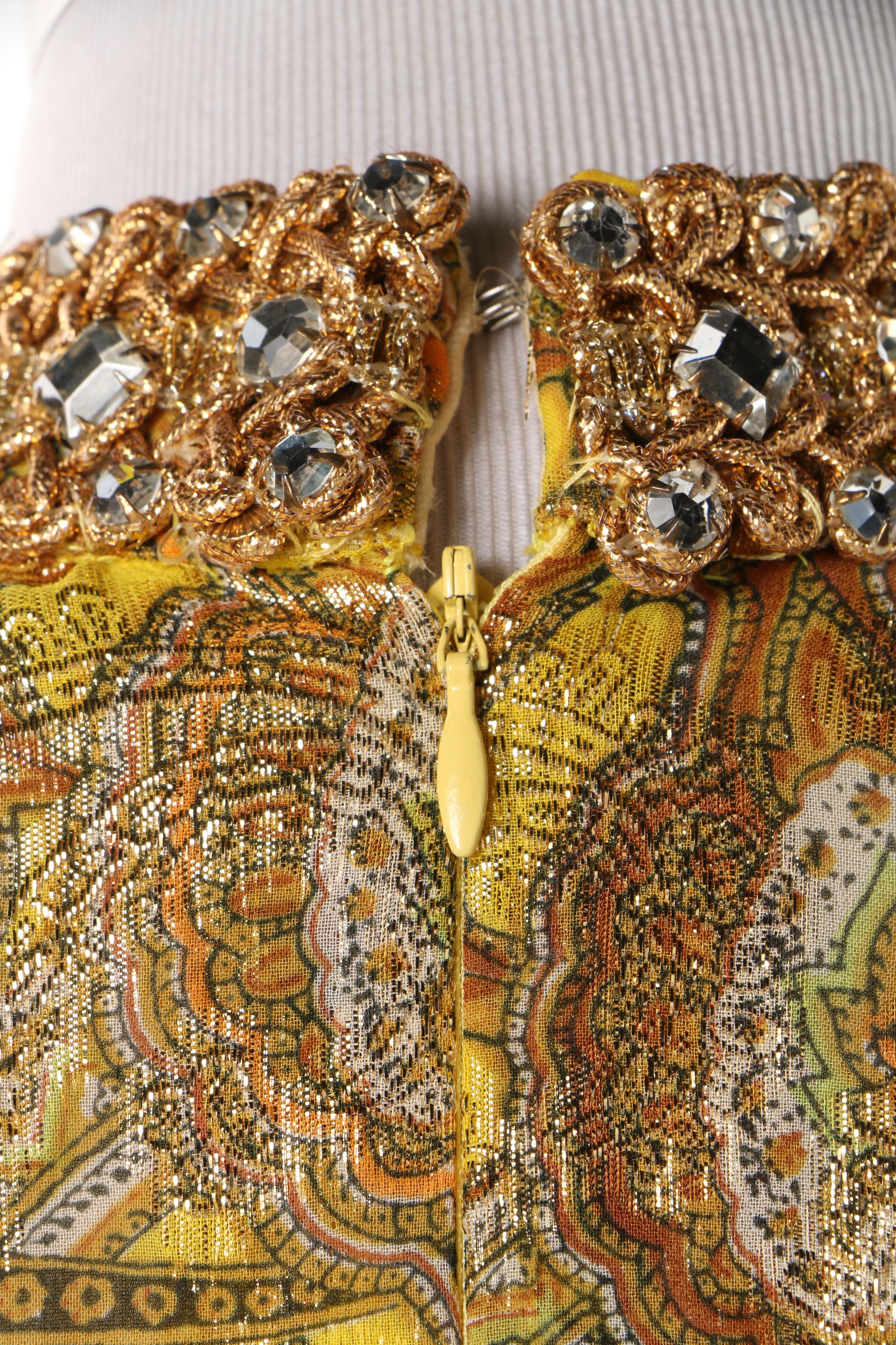 Women's 1960s Metallic Gold Embellished Cocktail Dress