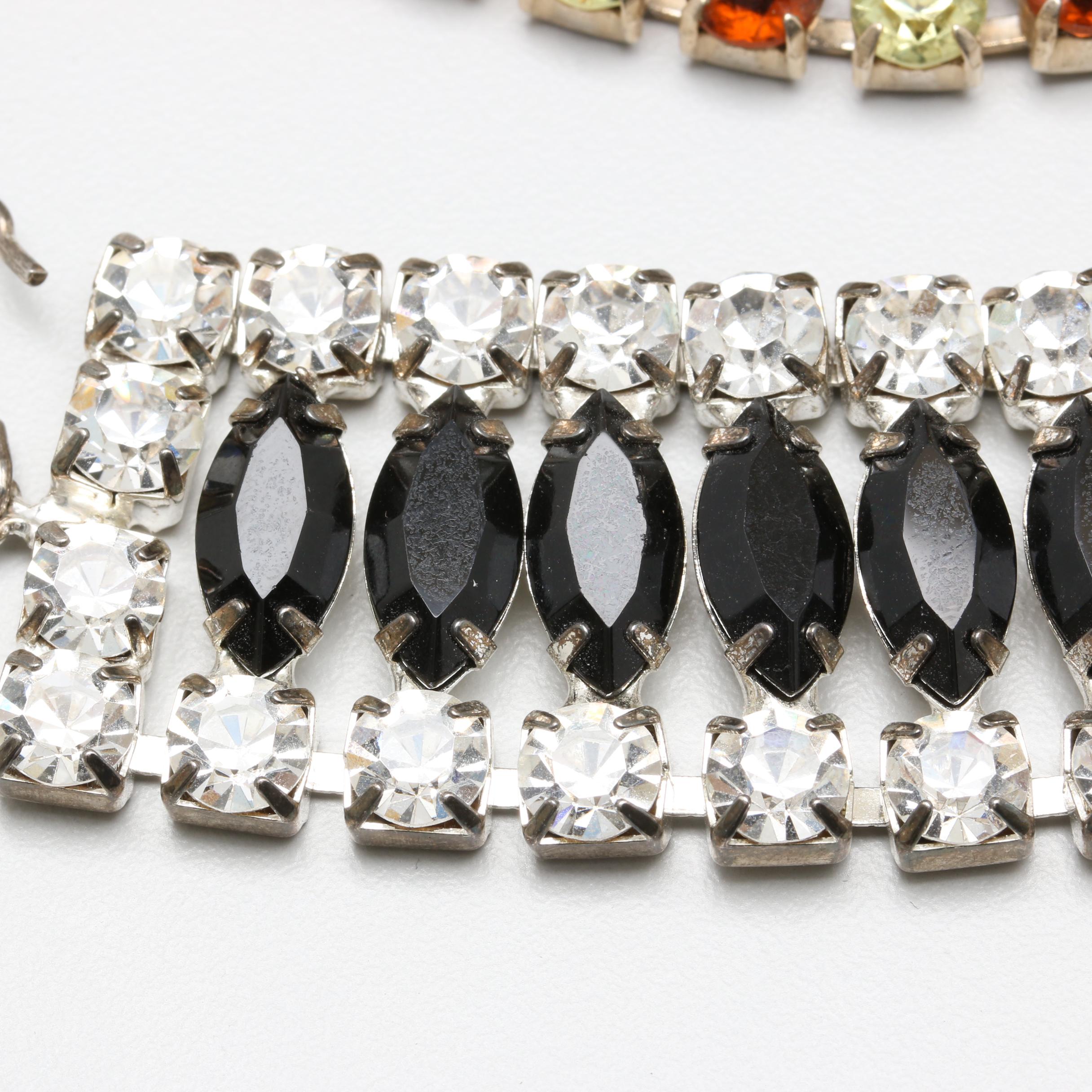 Assortment of Foilback and Glass Crystal Necklaces and Earrings