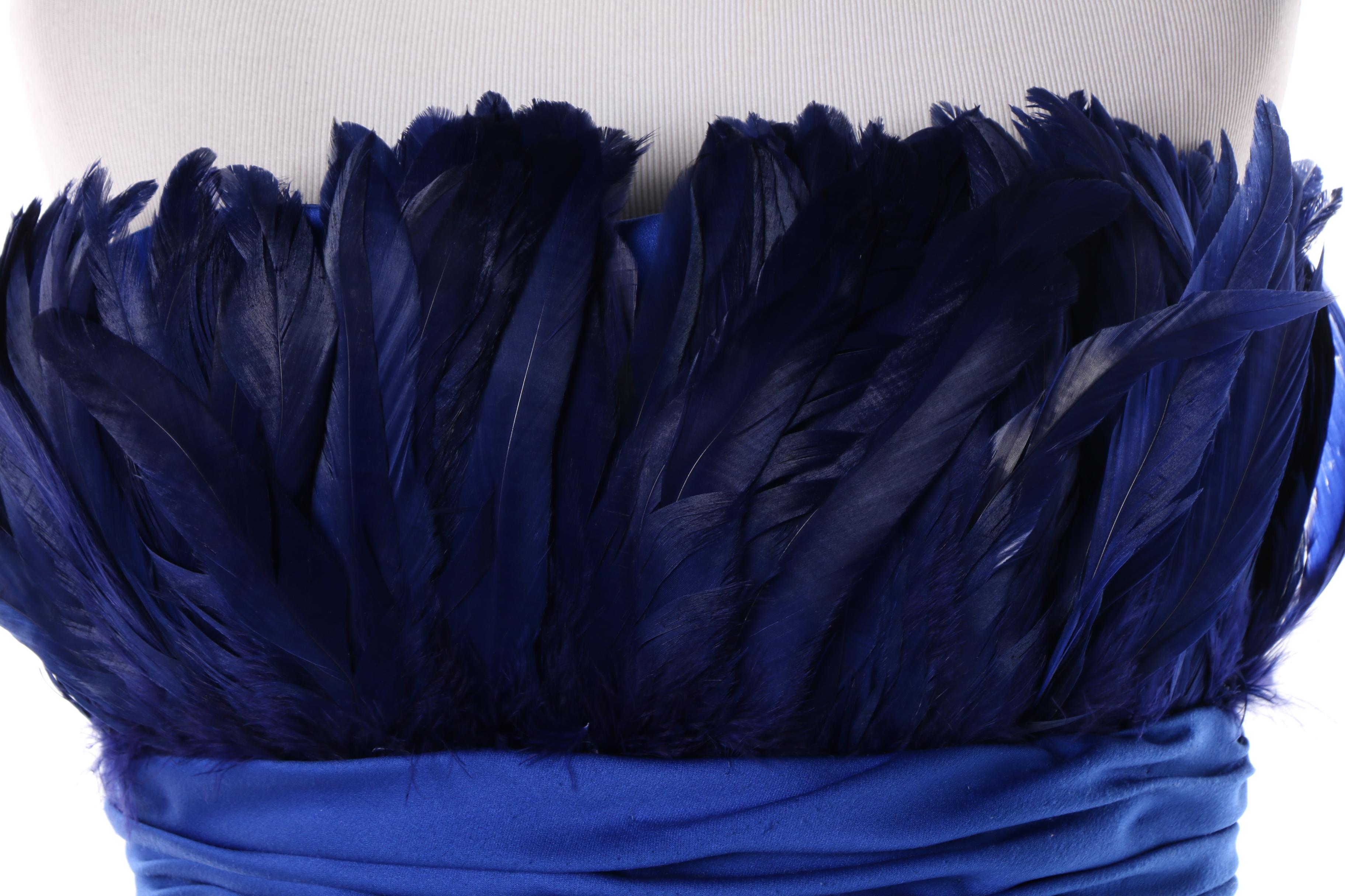 1980s Victor Costa Ultramarine Strapless Cocktail Dress