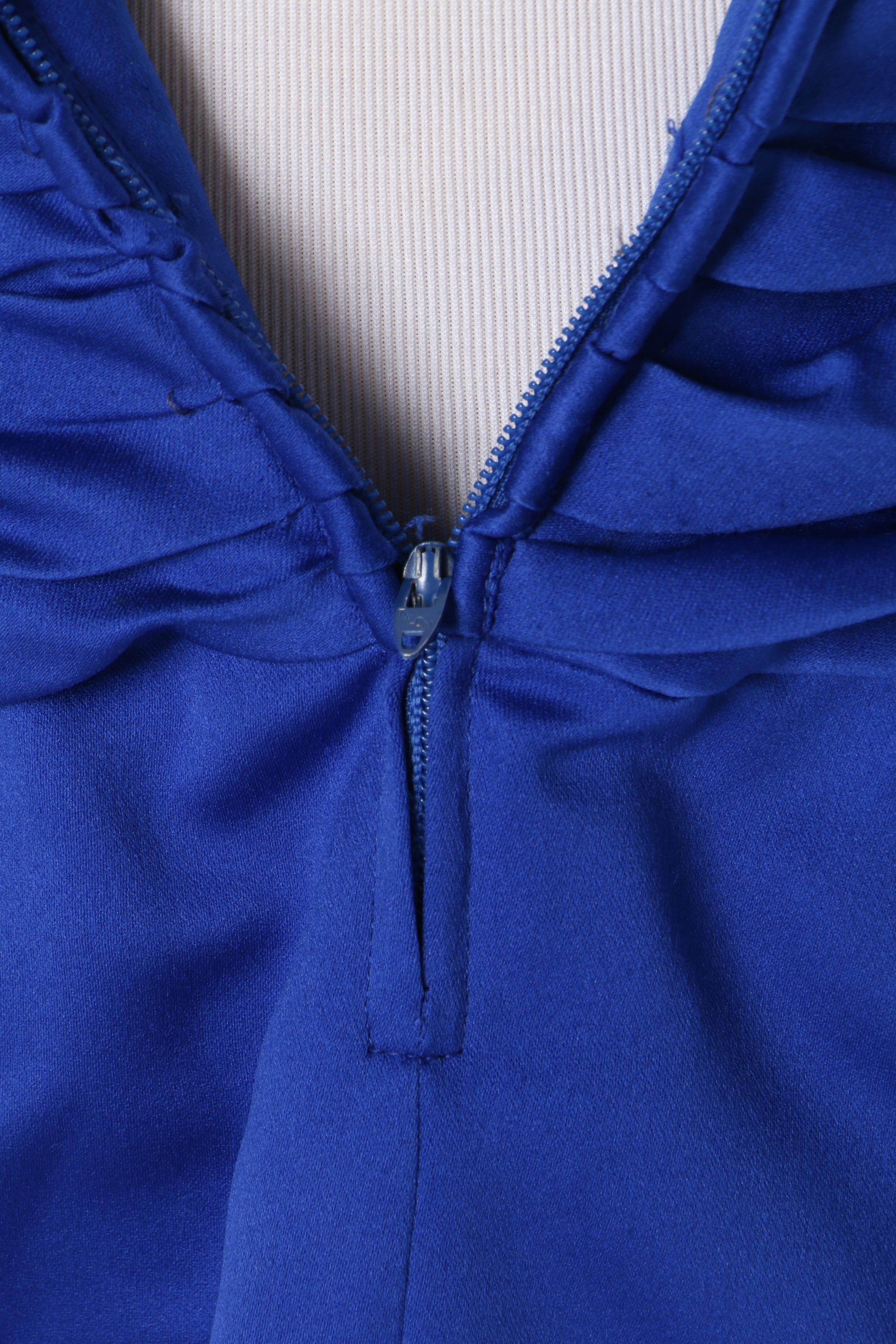 1980s Victor Costa Ultramarine Strapless Cocktail Dress
