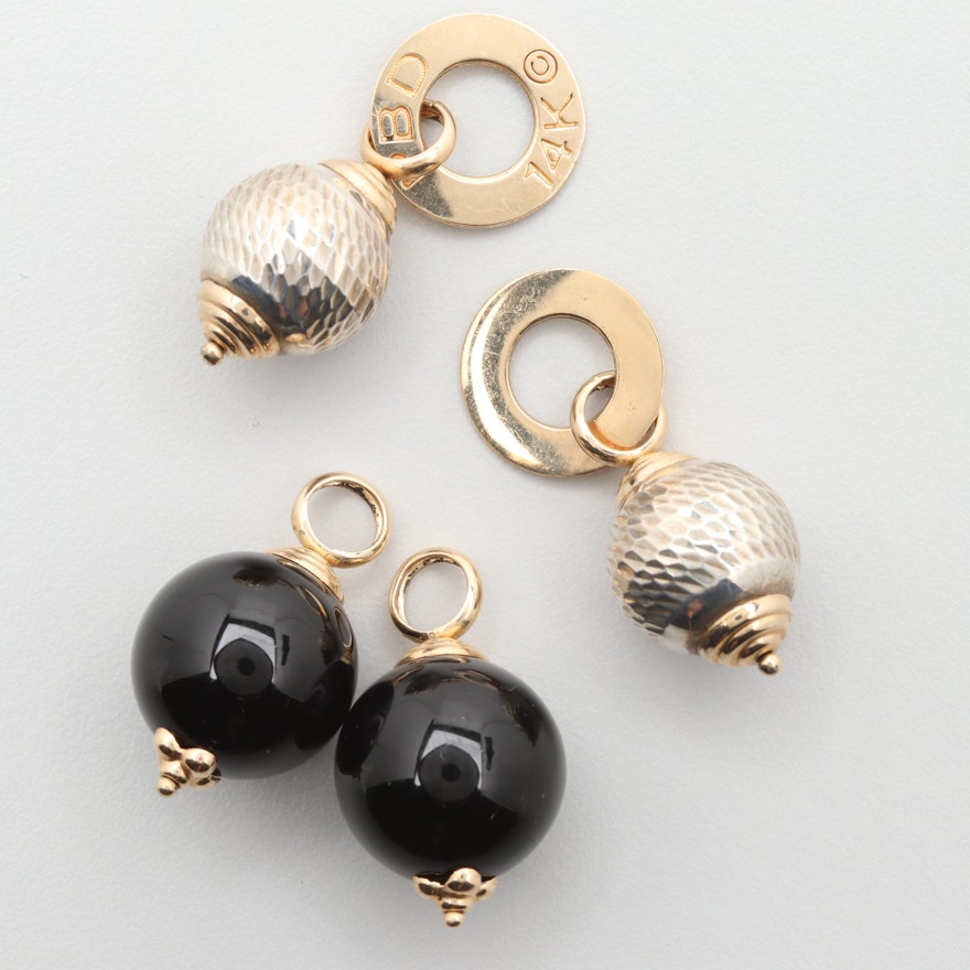 Peter Brams Designs Sterling and 14K Yellow Gold Earring Charms Including Onyx