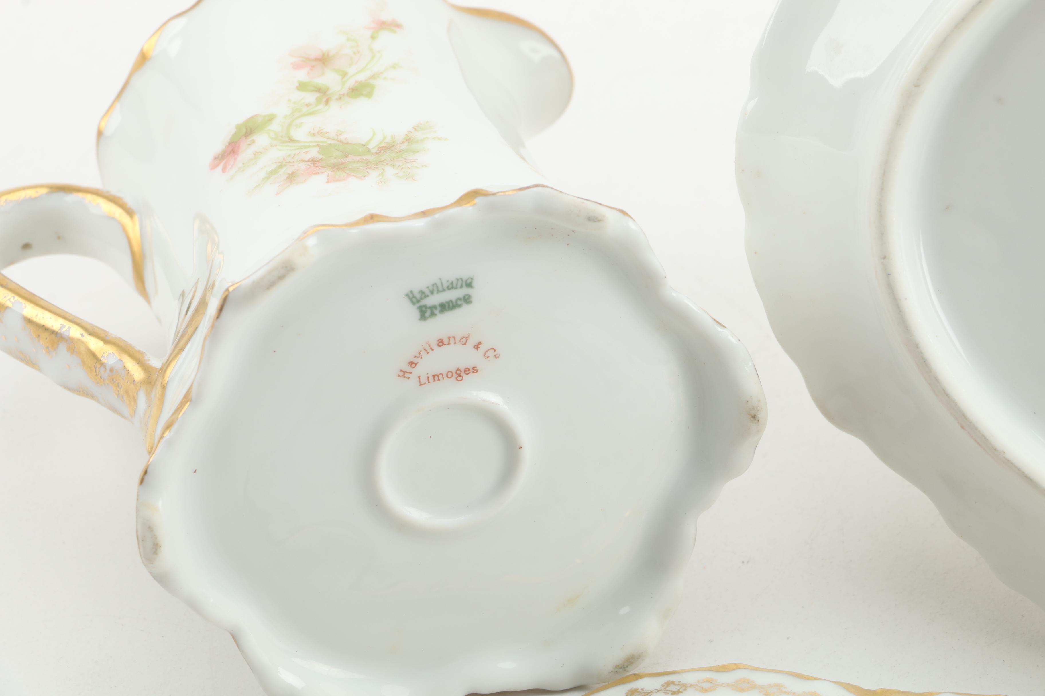 Antique and Vintage European Porcelain Tableware Including Haviland