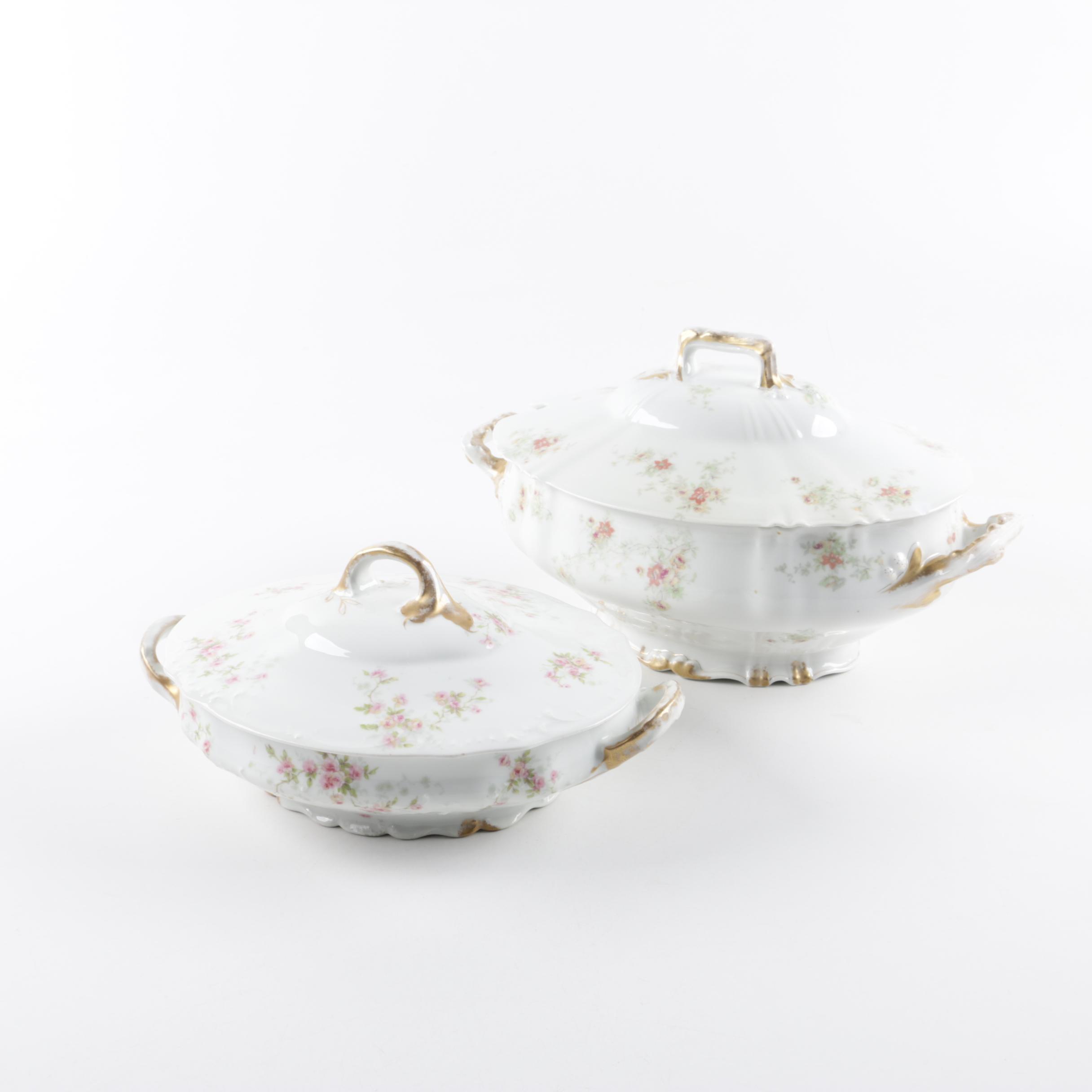 Antique and Vintage Théodore Haviland Porcelain Covered Serving Bowls