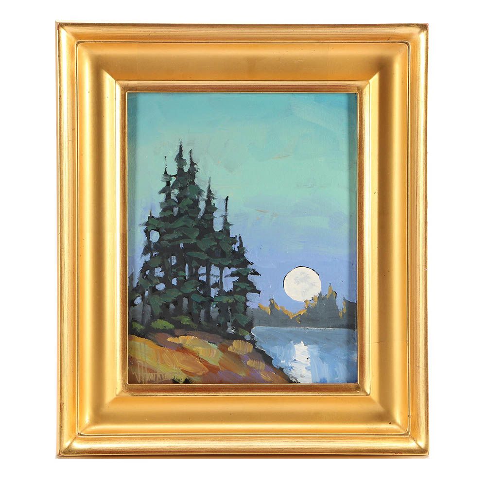 William Hawkins Oil Painting of Nocturnal Landscape