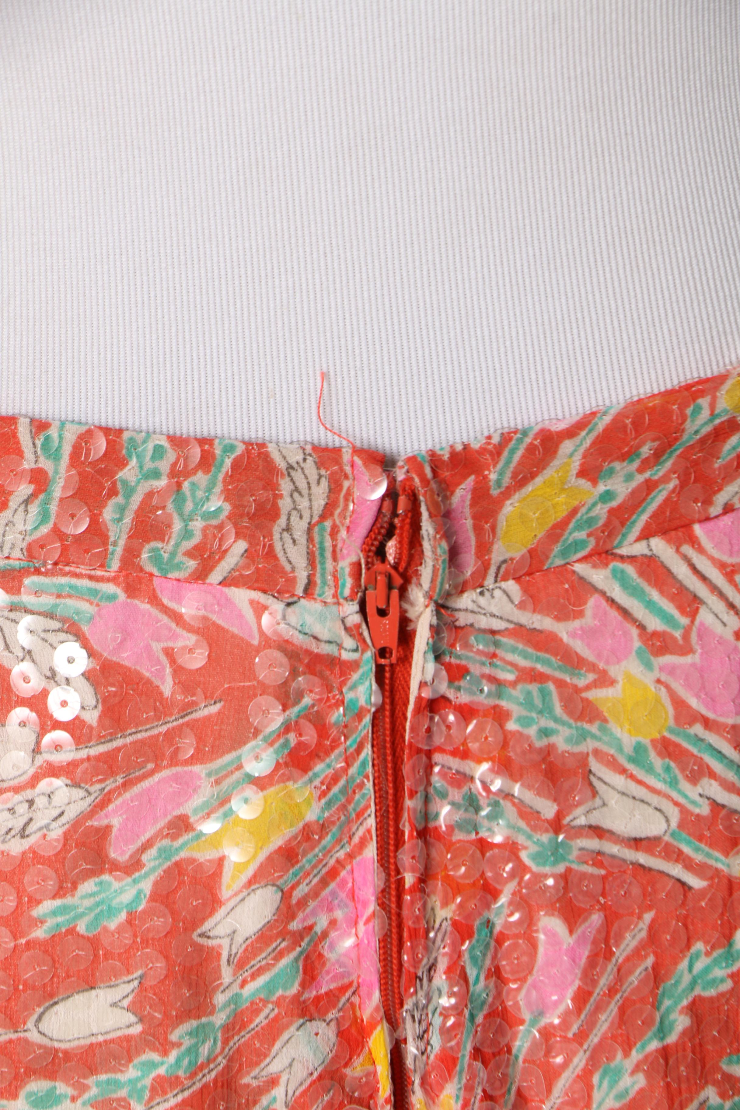 1960s Harold Levine Red Silk Floral Including Sequins with Other Pantsuits