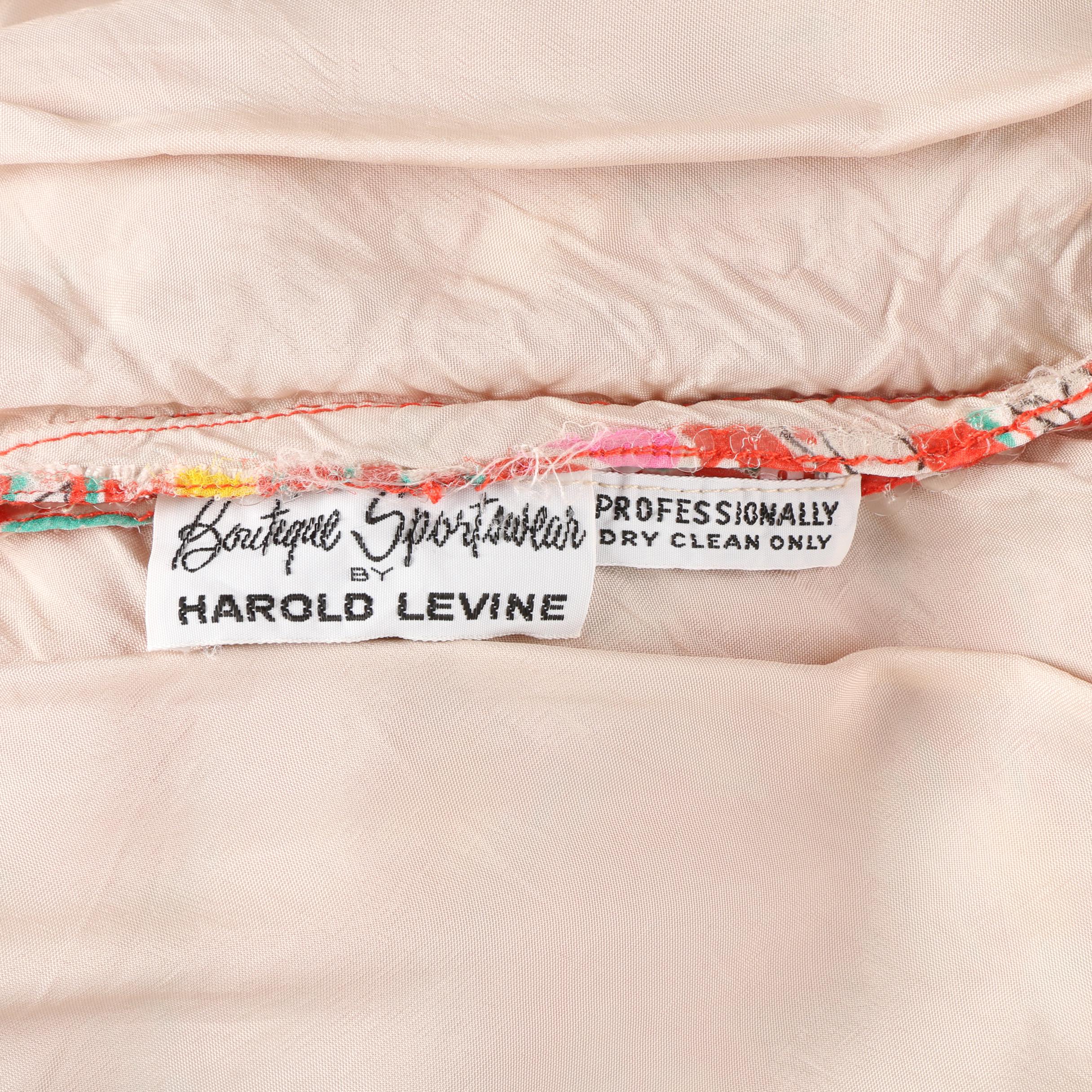 1960s Harold Levine Red Silk Floral Including Sequins with Other Pantsuits