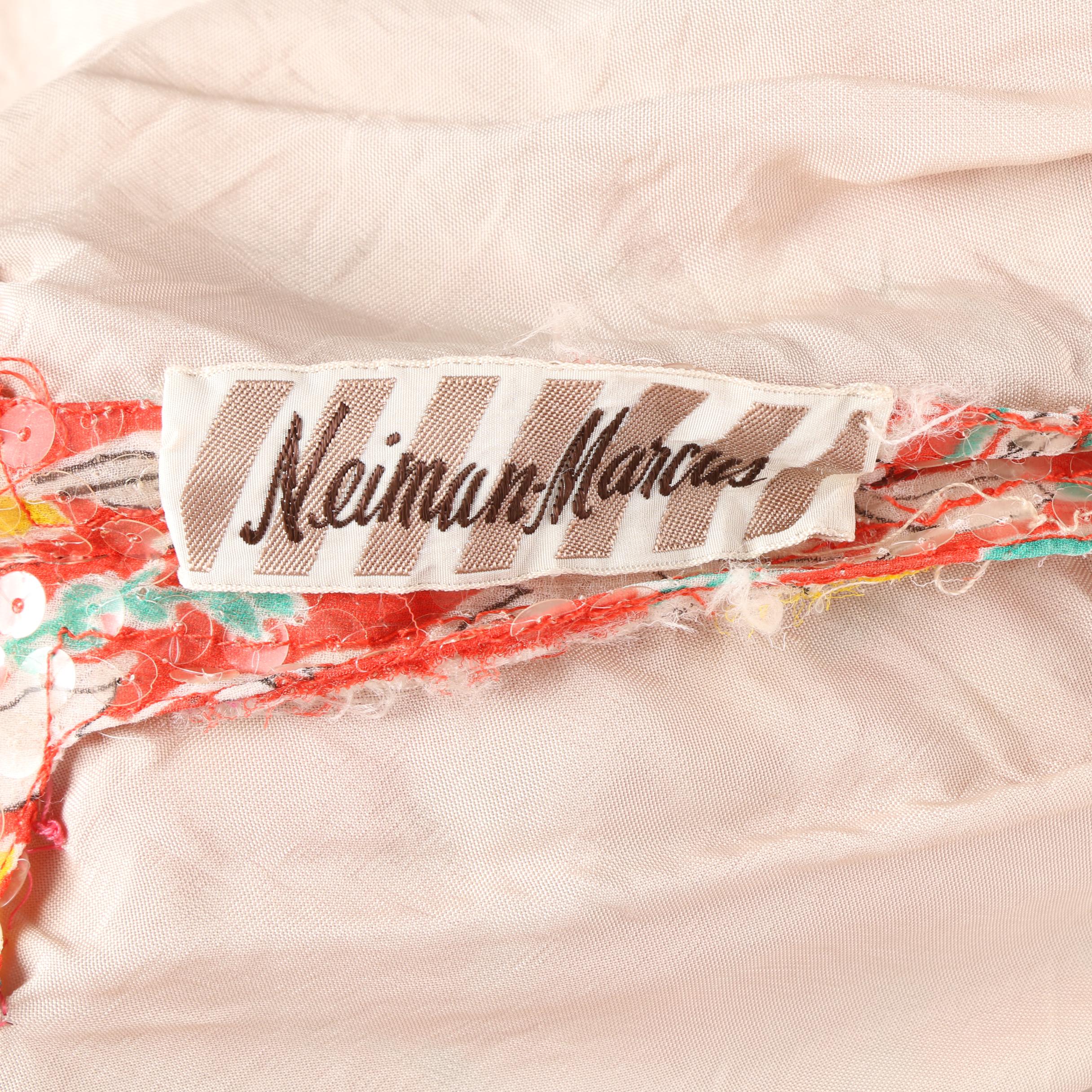 1960s Harold Levine Red Silk Floral Including Sequins with Other Pantsuits