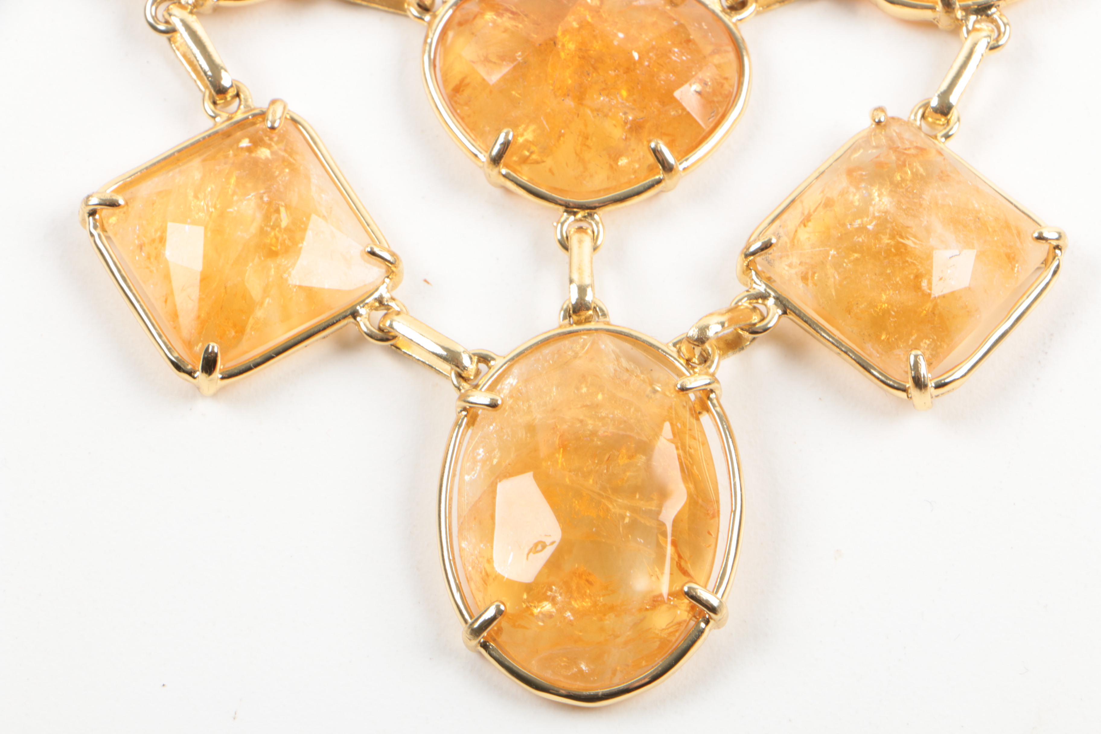 Fabrizio Giannone Gold Tone Citrine Statement Costume Necklace
