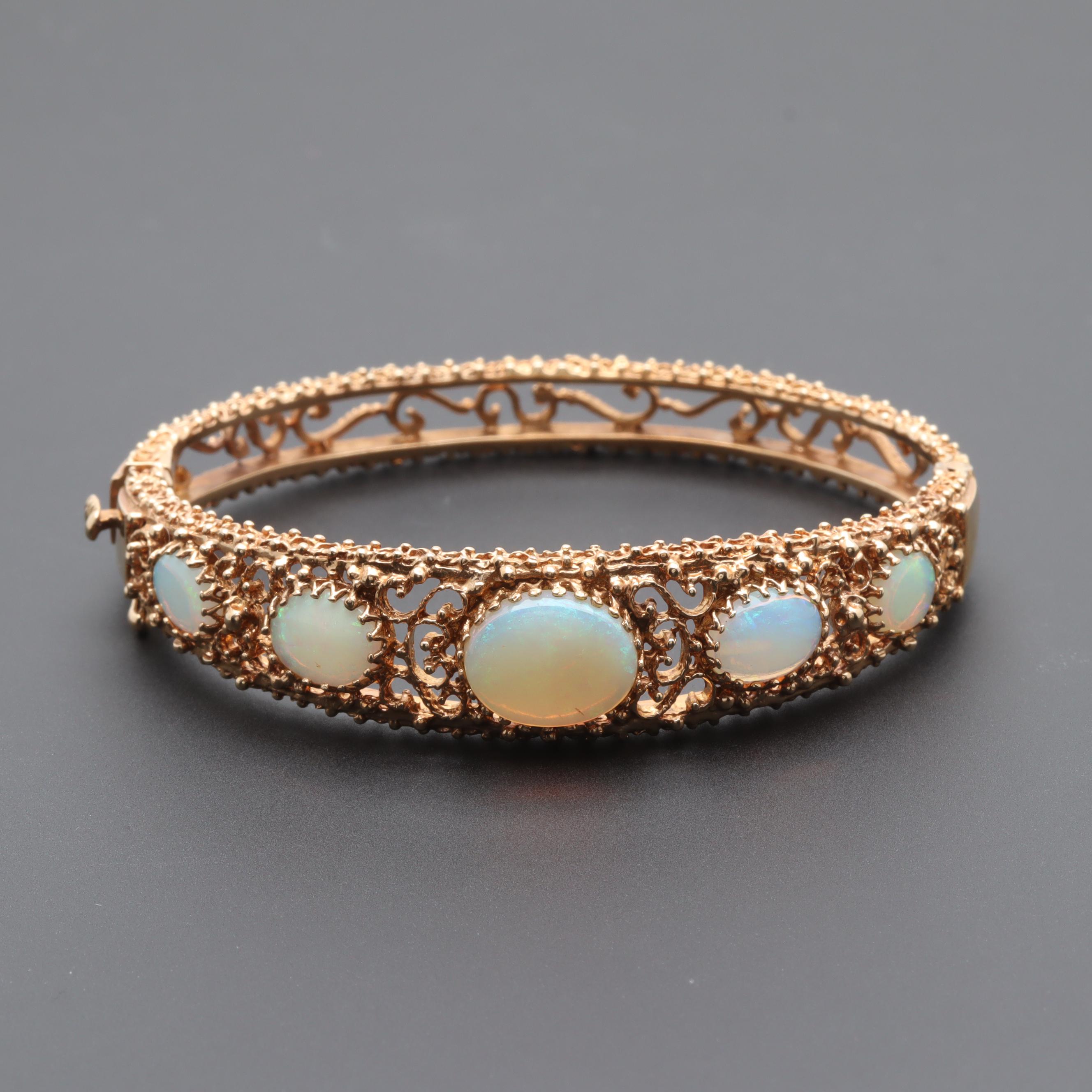 14K Yellow Gold Opal Bracelet