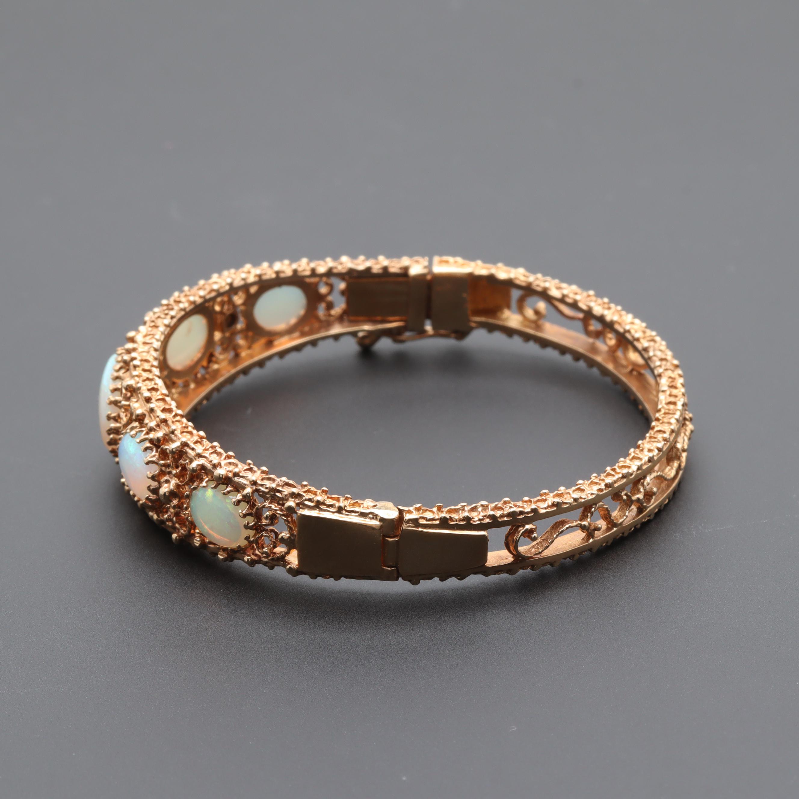 14K Yellow Gold Opal Bracelet