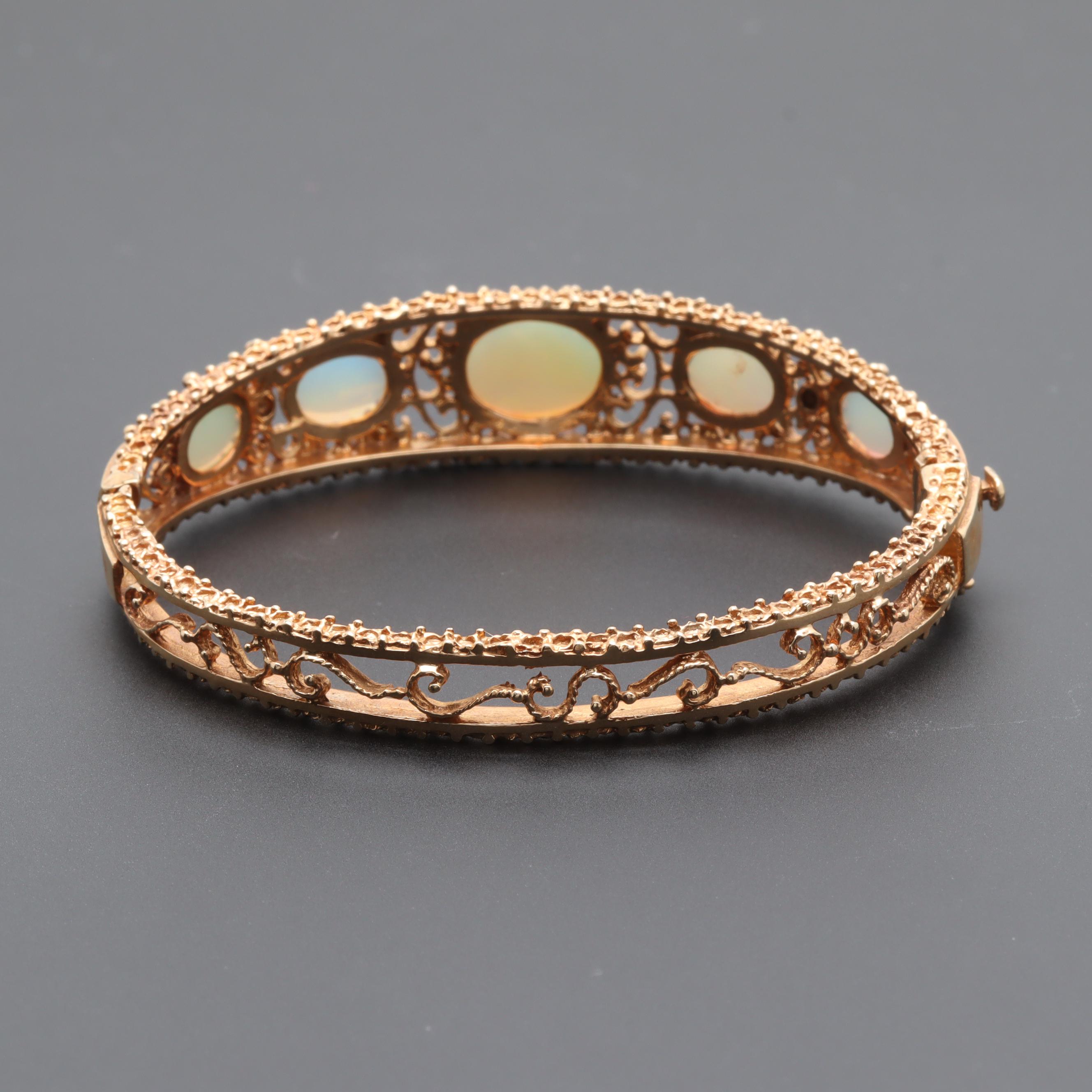 14K Yellow Gold Opal Bracelet