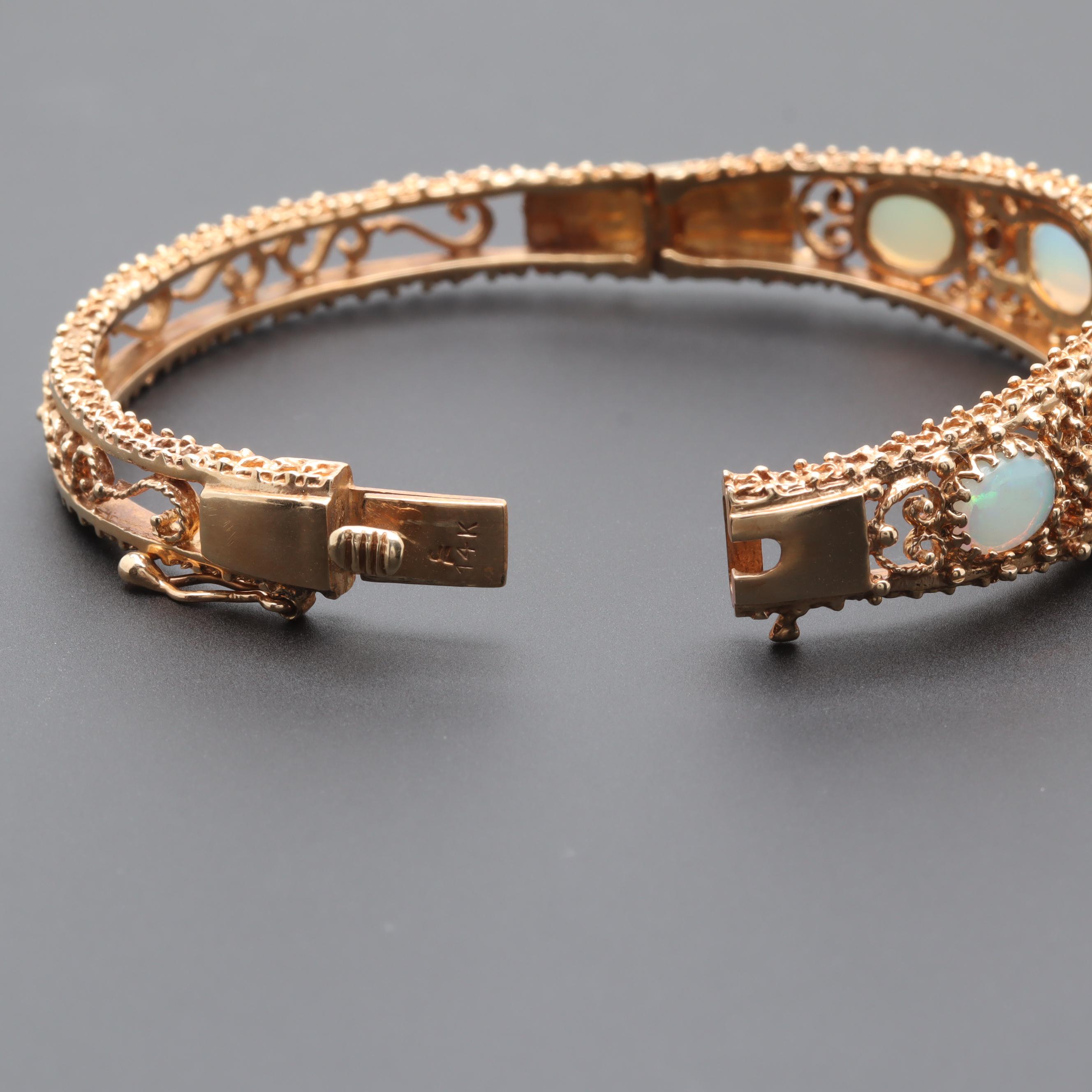 14K Yellow Gold Opal Bracelet