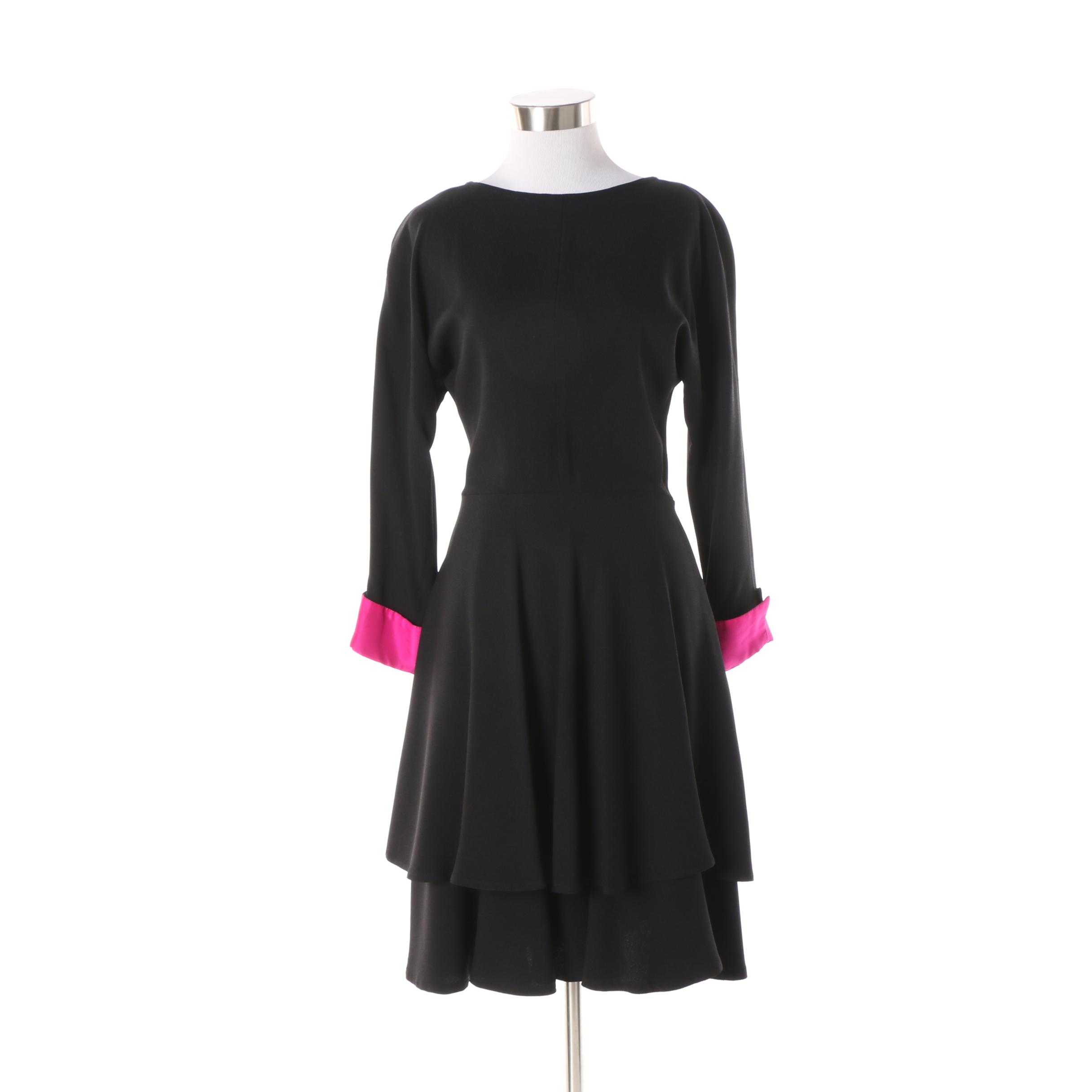 Women's 1980s Vintage Carven Boutique Paris Black Dress