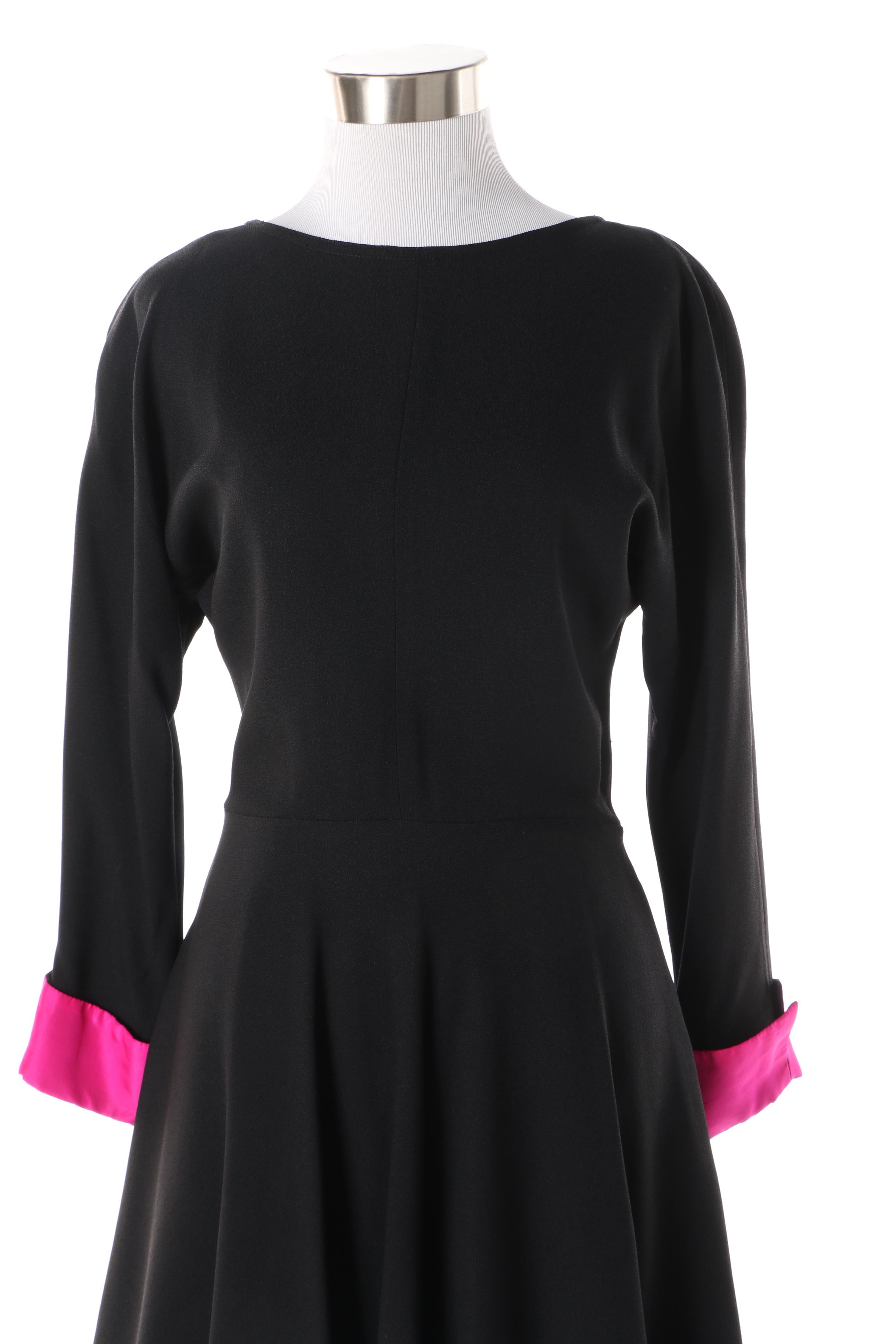 Women's 1980s Vintage Carven Boutique Paris Black Dress