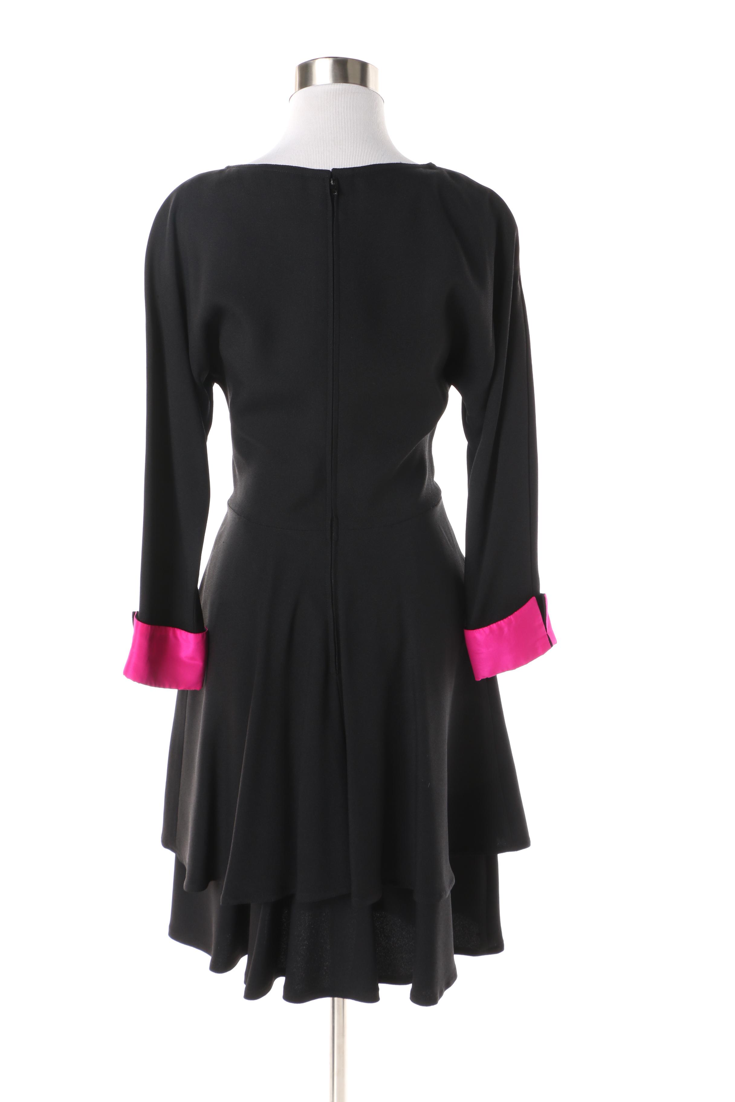 Women's 1980s Vintage Carven Boutique Paris Black Dress
