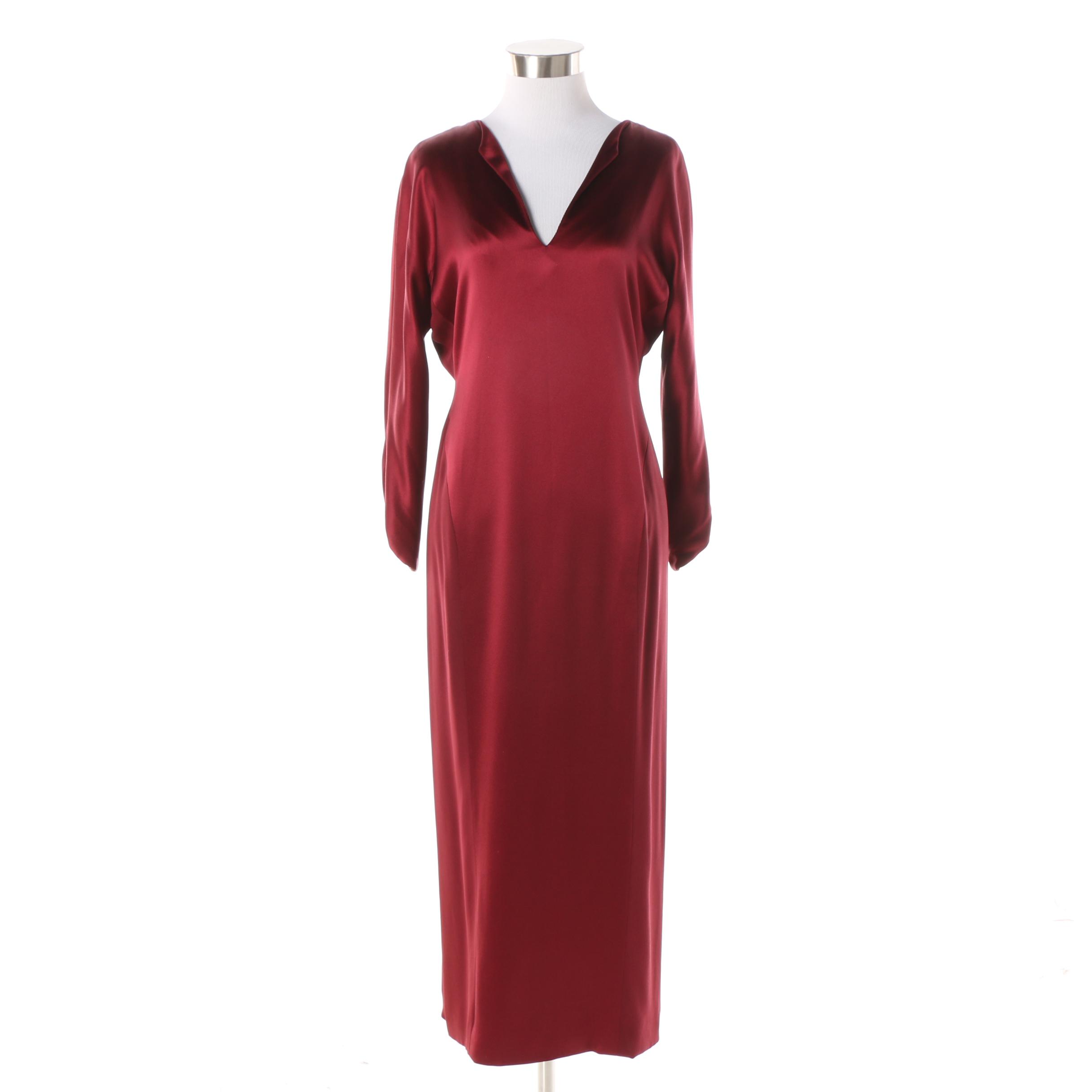 Women's Vintage Bergdorf Goodman Crimson Silk Evening Dress