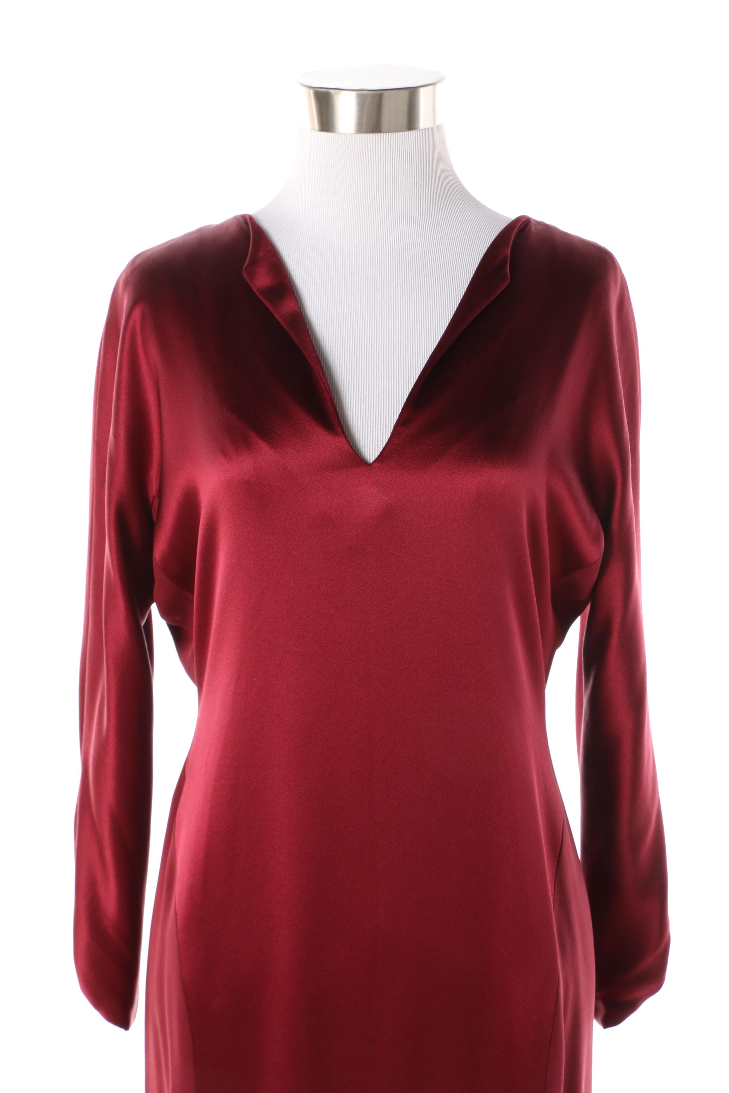 Women's Vintage Bergdorf Goodman Crimson Silk Evening Dress