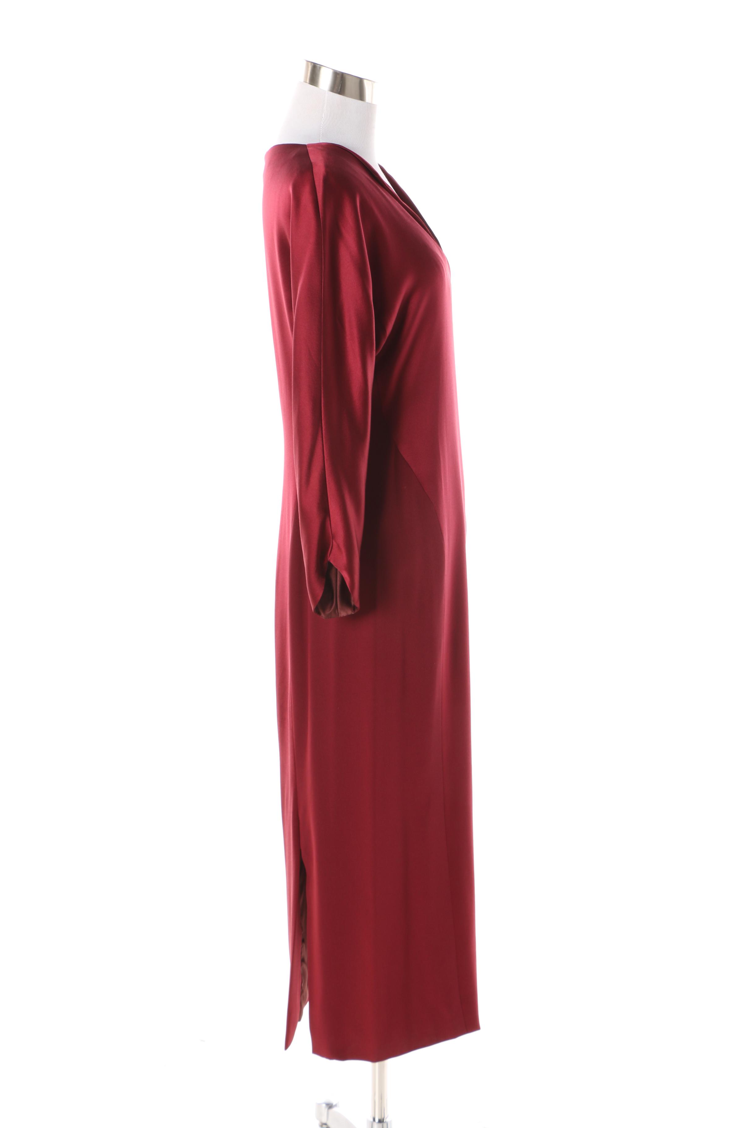 Women's Vintage Bergdorf Goodman Crimson Silk Evening Dress