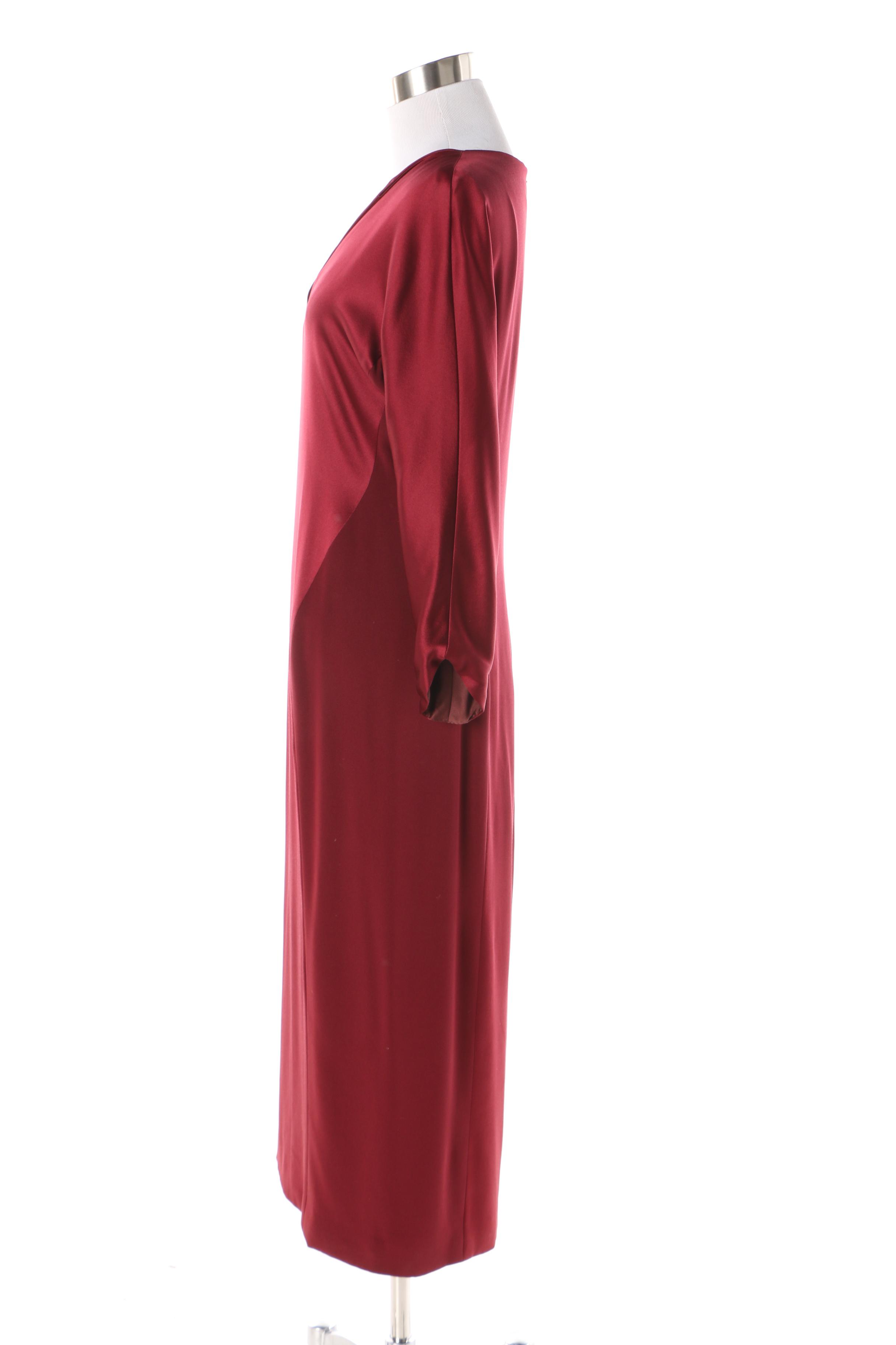Women's Vintage Bergdorf Goodman Crimson Silk Evening Dress