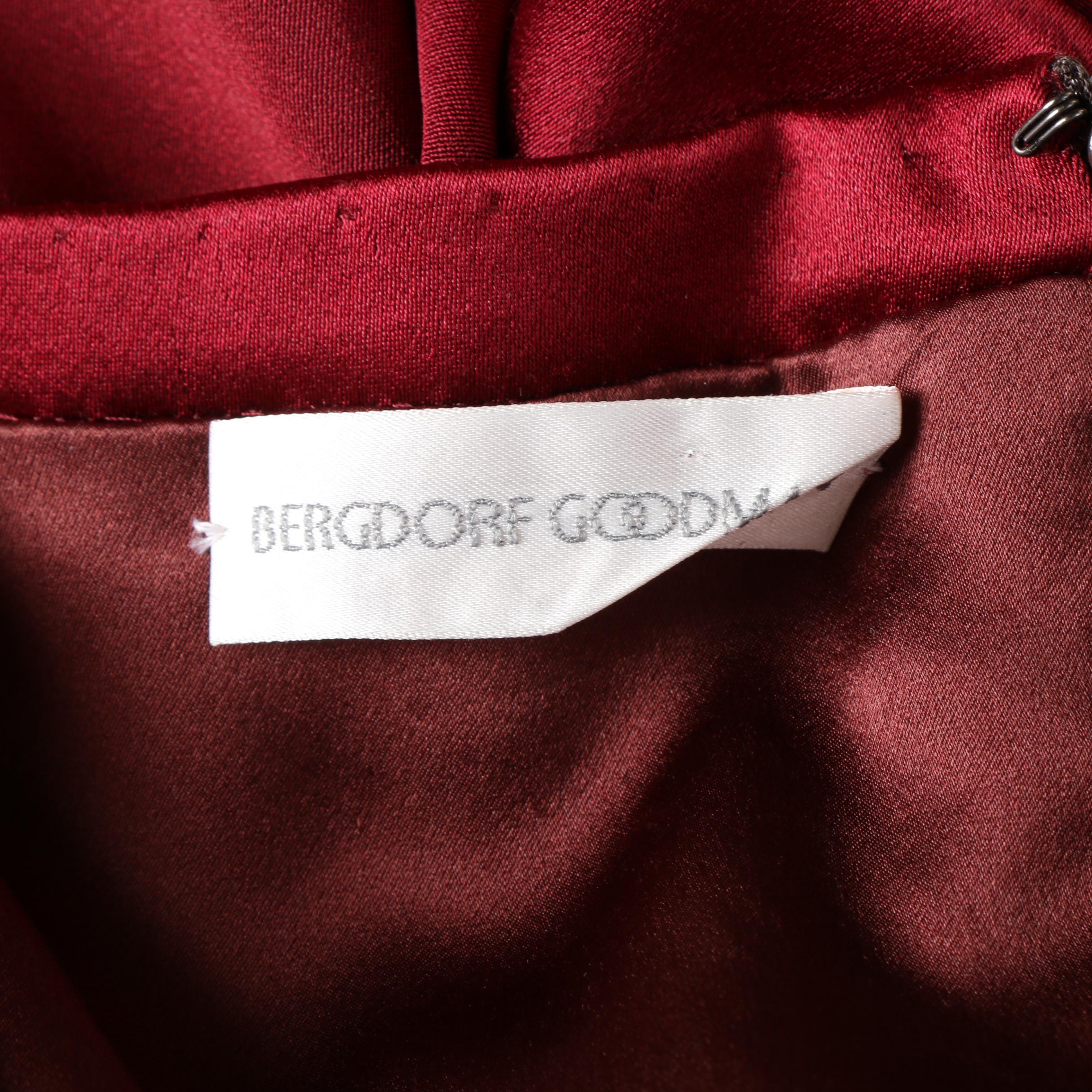 Women's Vintage Bergdorf Goodman Crimson Silk Evening Dress
