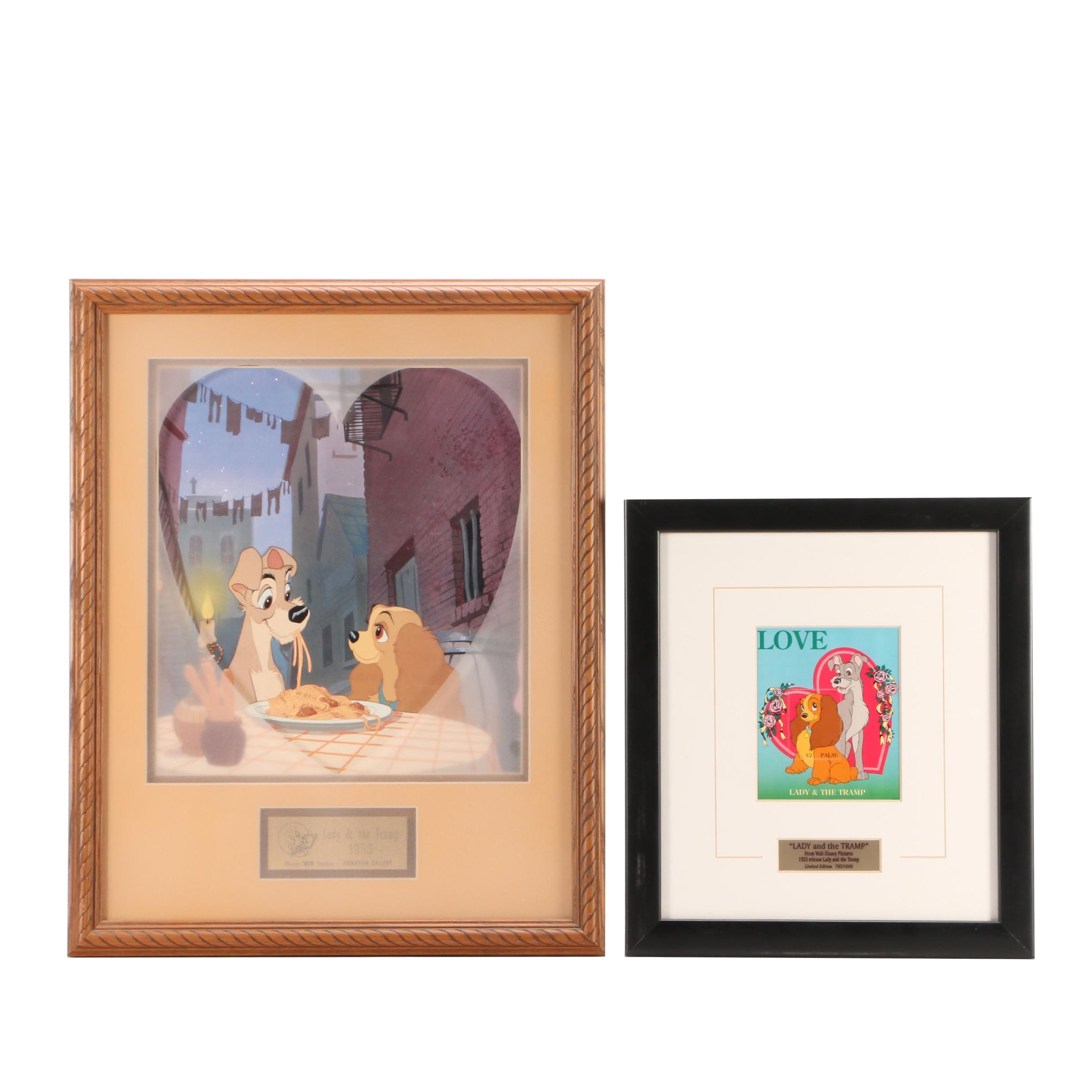 Commemorative Offset Lithographs for 1955 Release of "Lady and the Tramp"