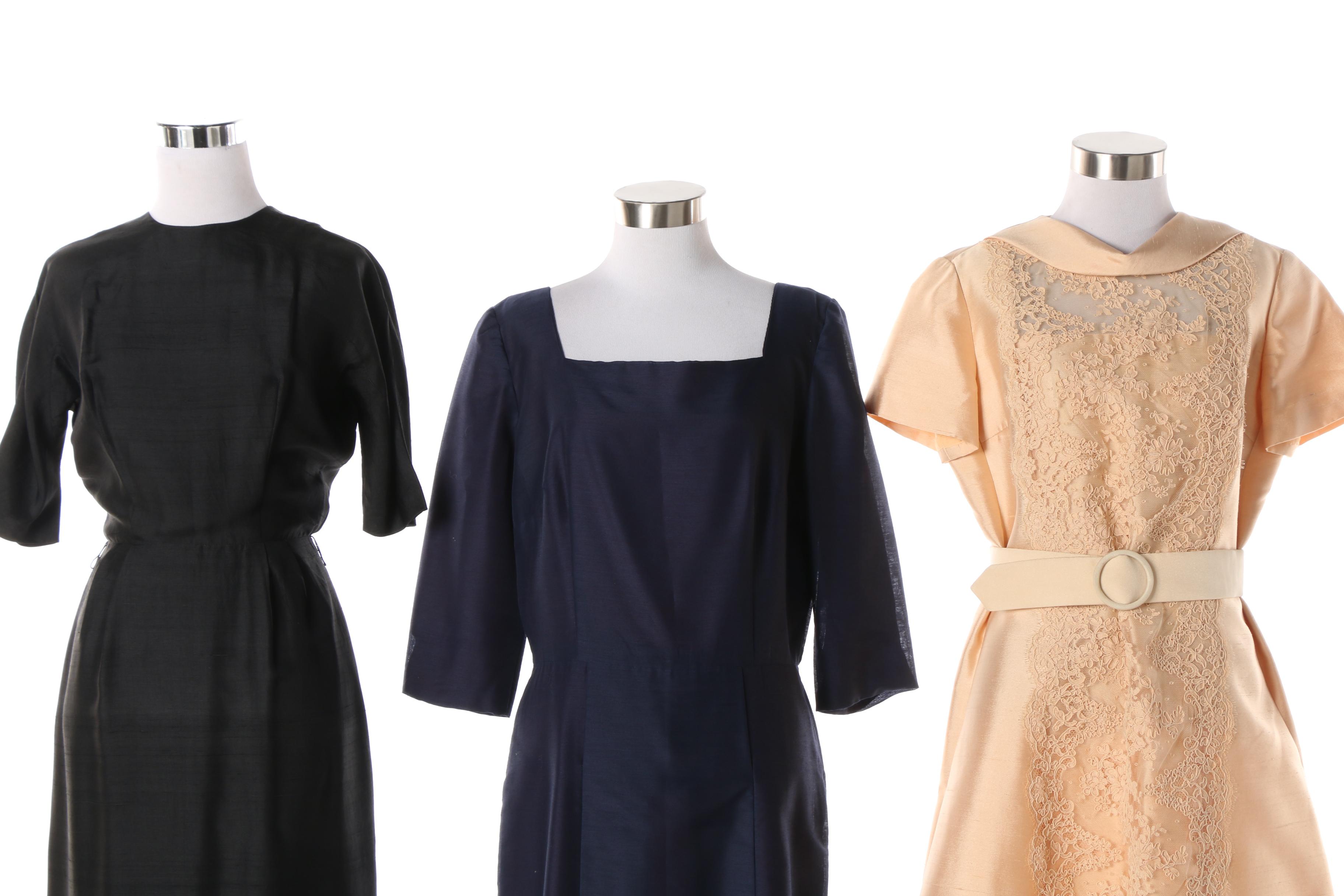 Women's 1960s Vintage Silk Blend Dresses Including Harmay