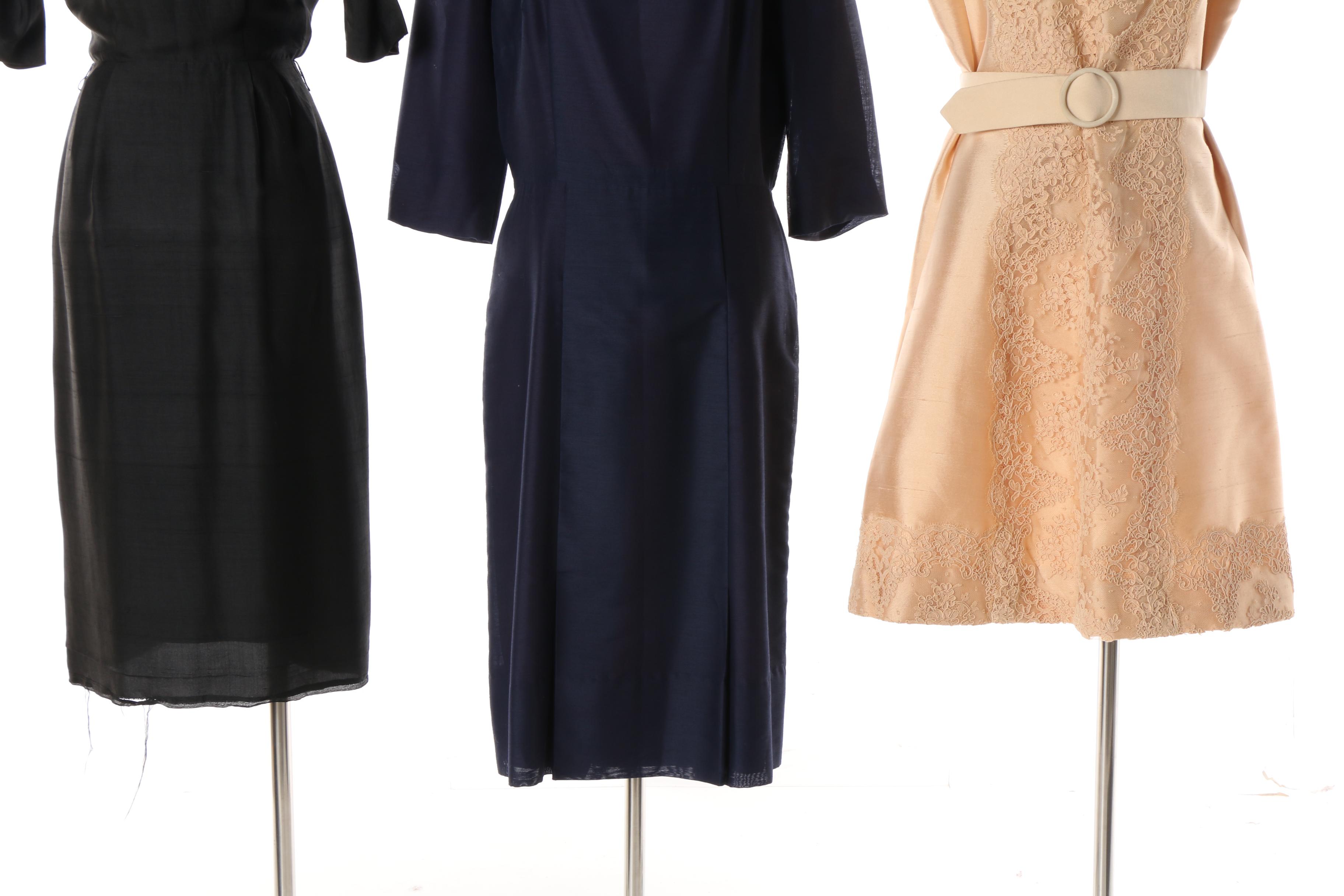 Women's 1960s Vintage Silk Blend Dresses Including Harmay