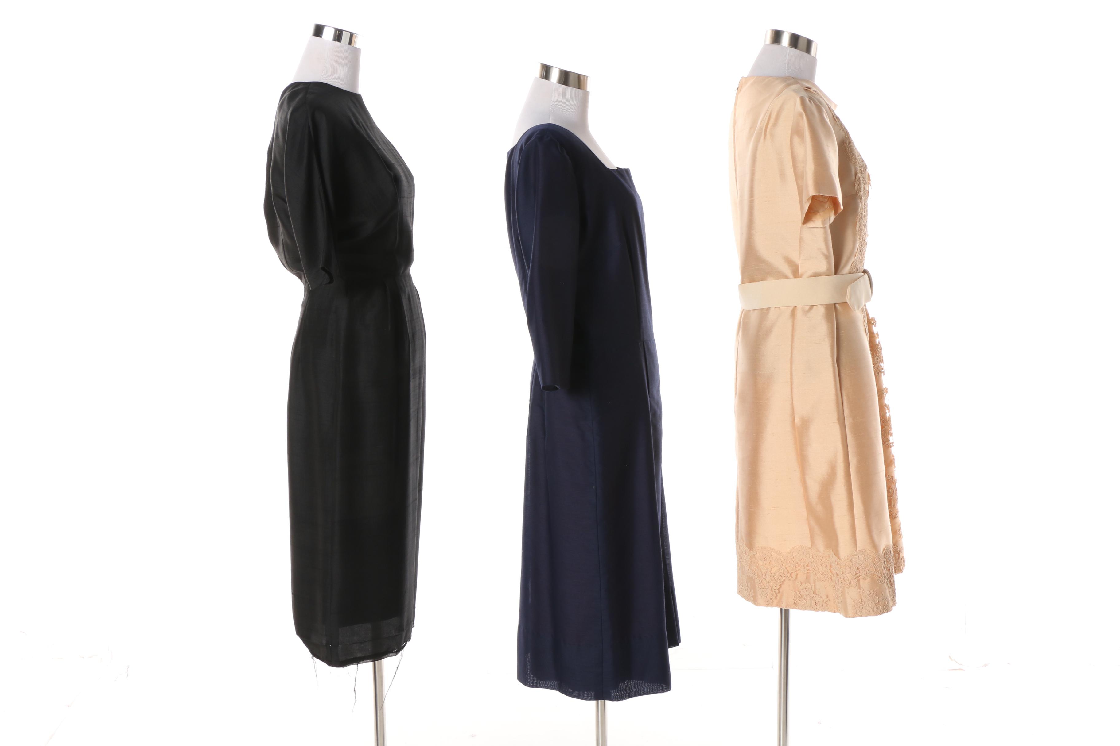 Women's 1960s Vintage Silk Blend Dresses Including Harmay