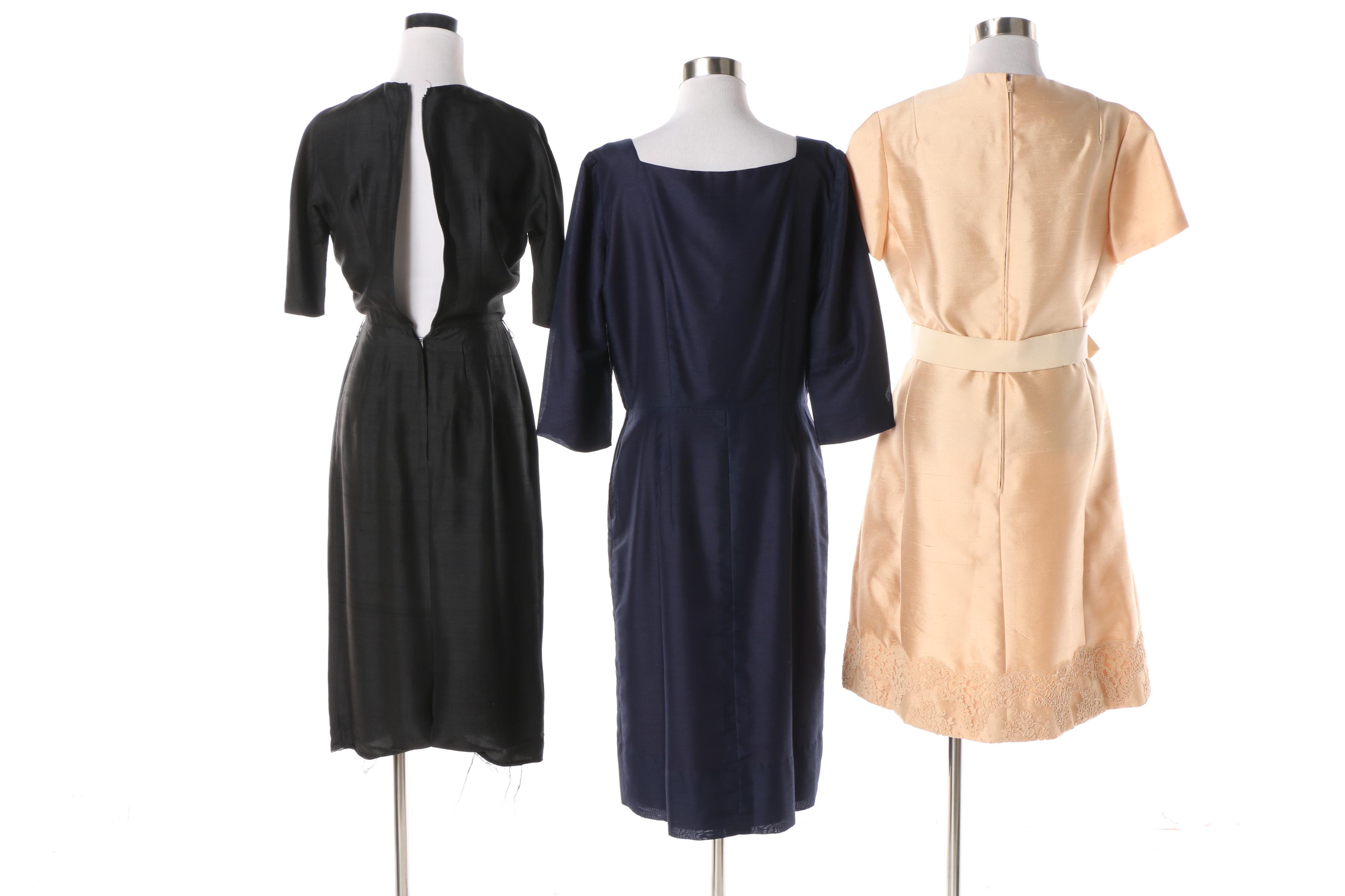 Women's 1960s Vintage Silk Blend Dresses Including Harmay