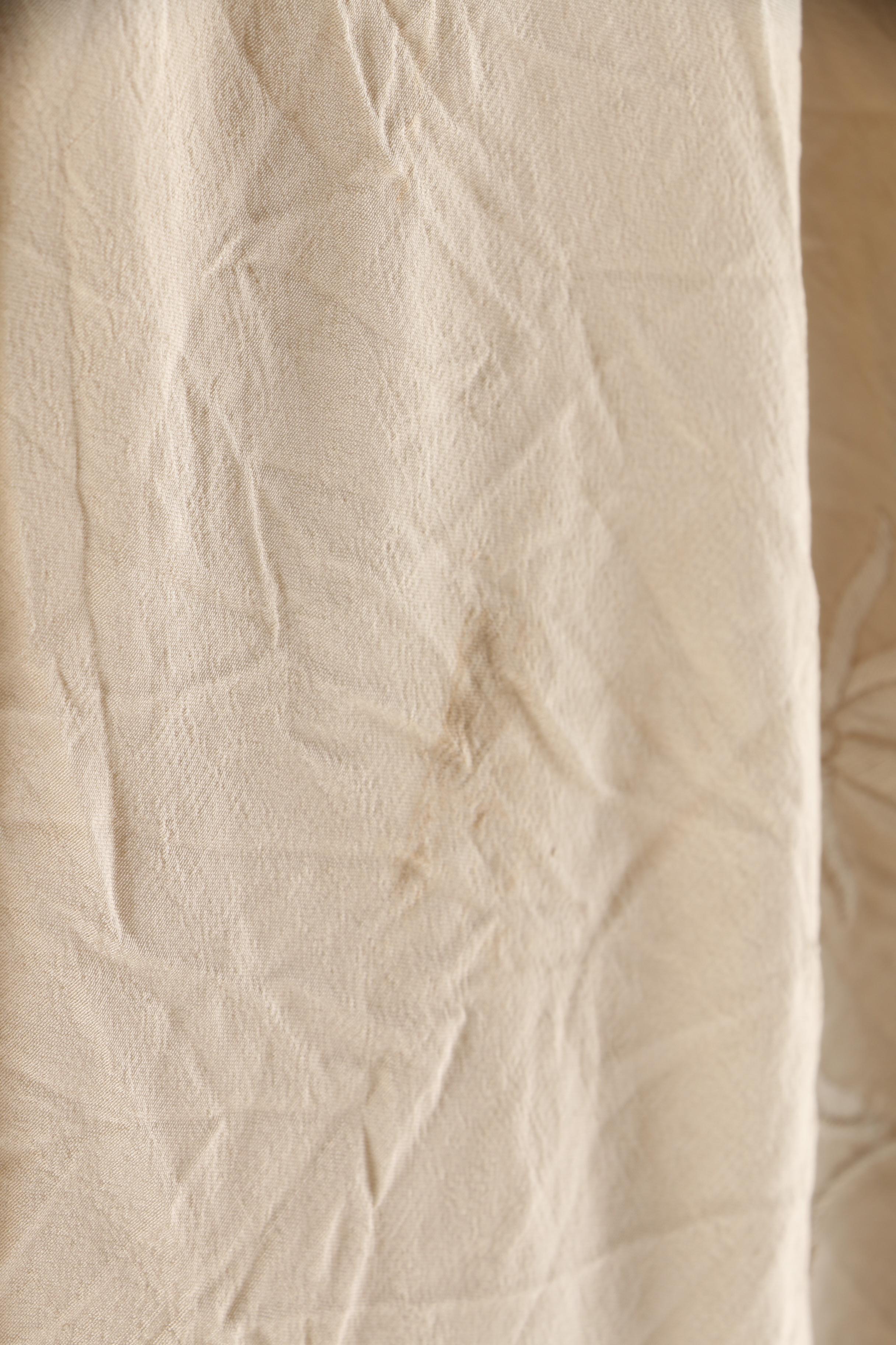 Antique Cream Embroidered Silk Piano Shawl