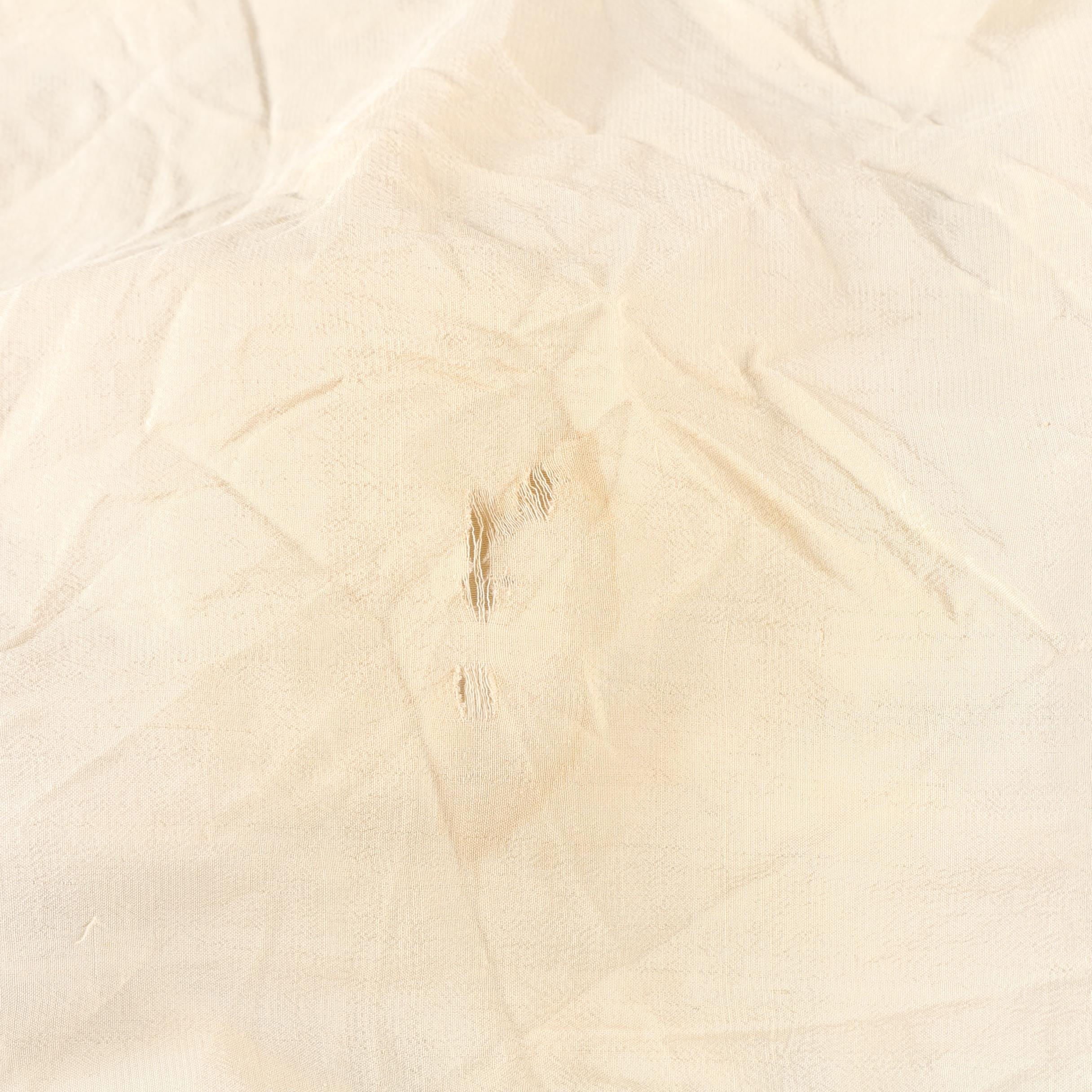 Antique Cream Embroidered Silk Piano Shawl