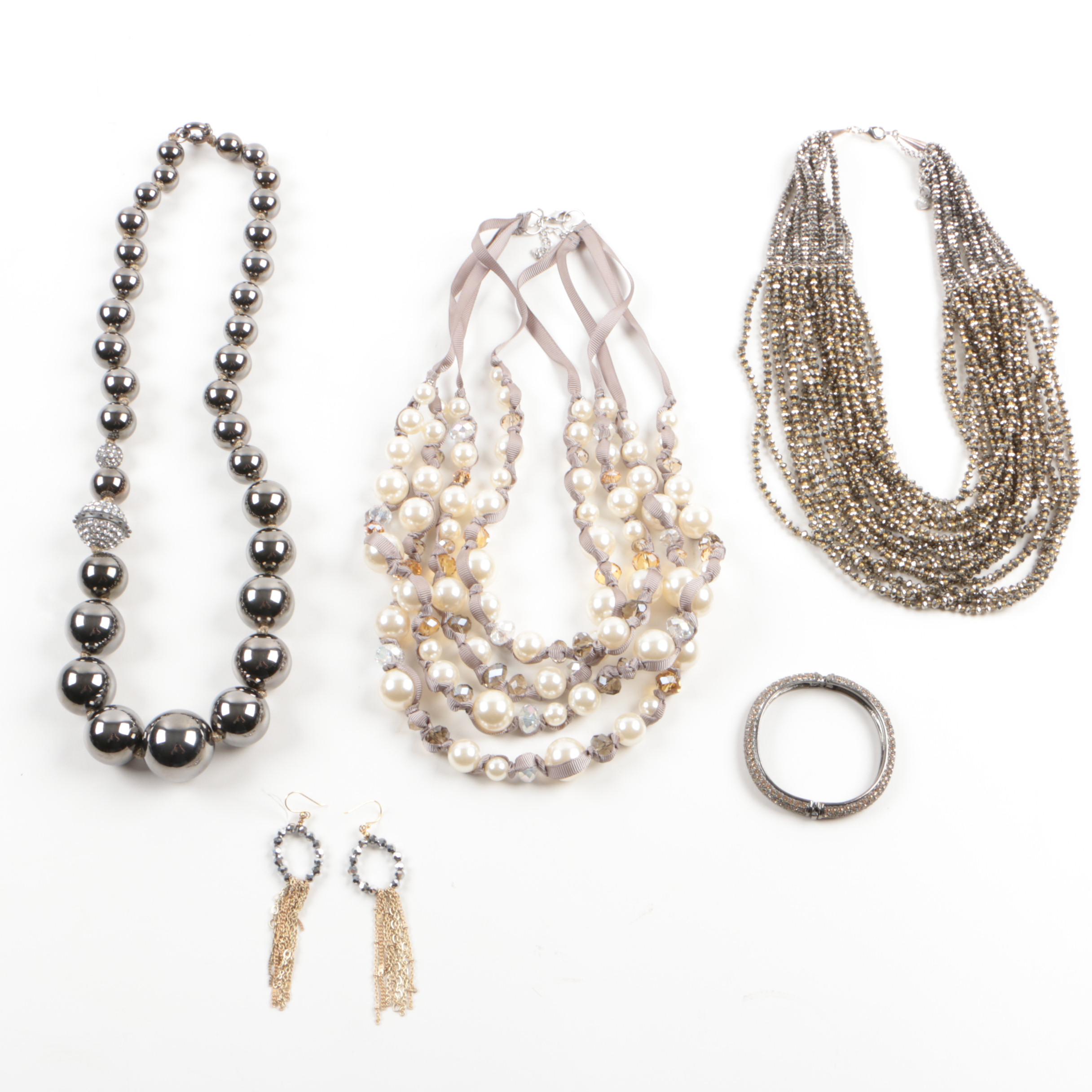 Nakamol and Replica Costume Jewelry with Imitation Pearls and Glass Crystals