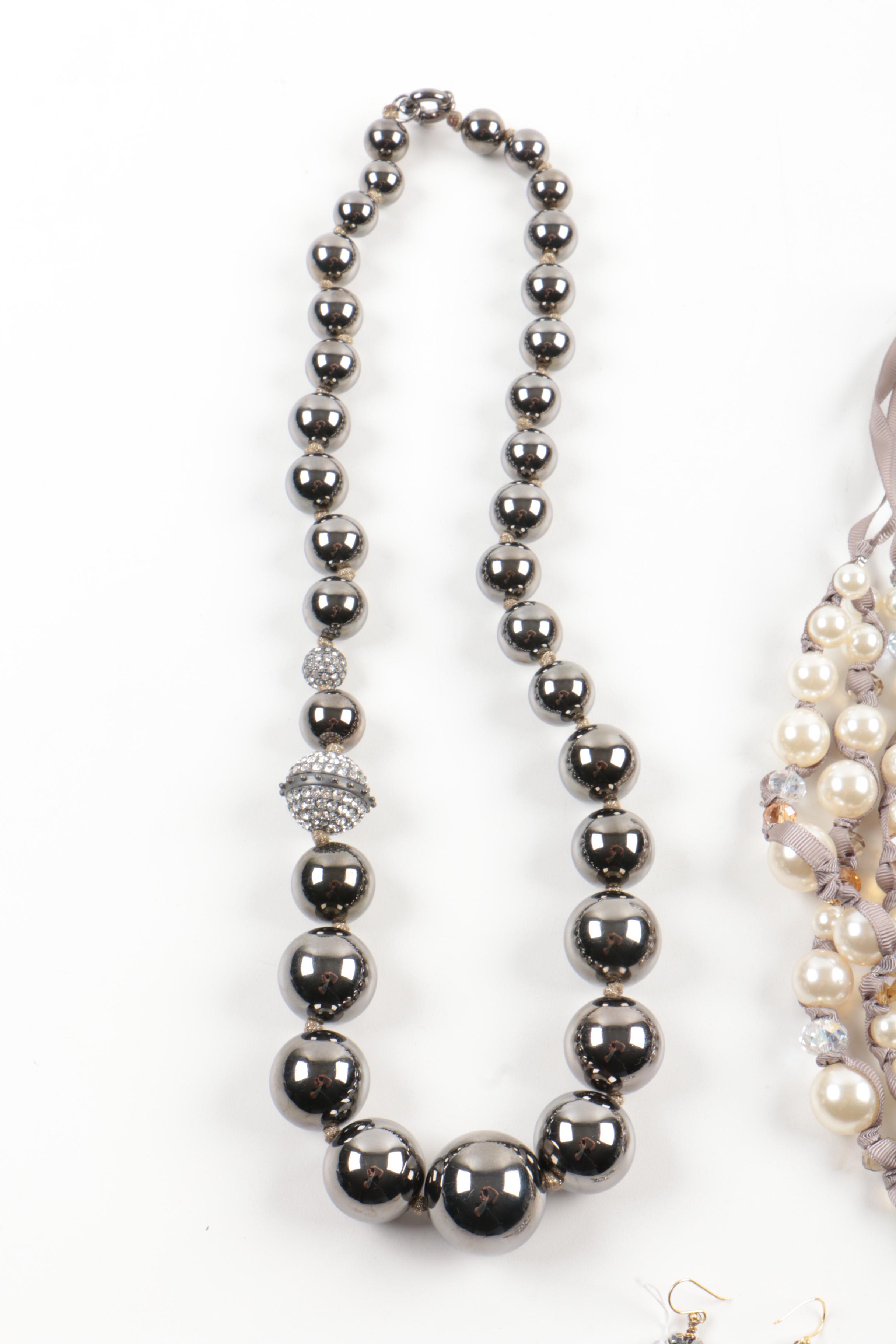 Nakamol and Replica Costume Jewelry with Imitation Pearls and Glass Crystals