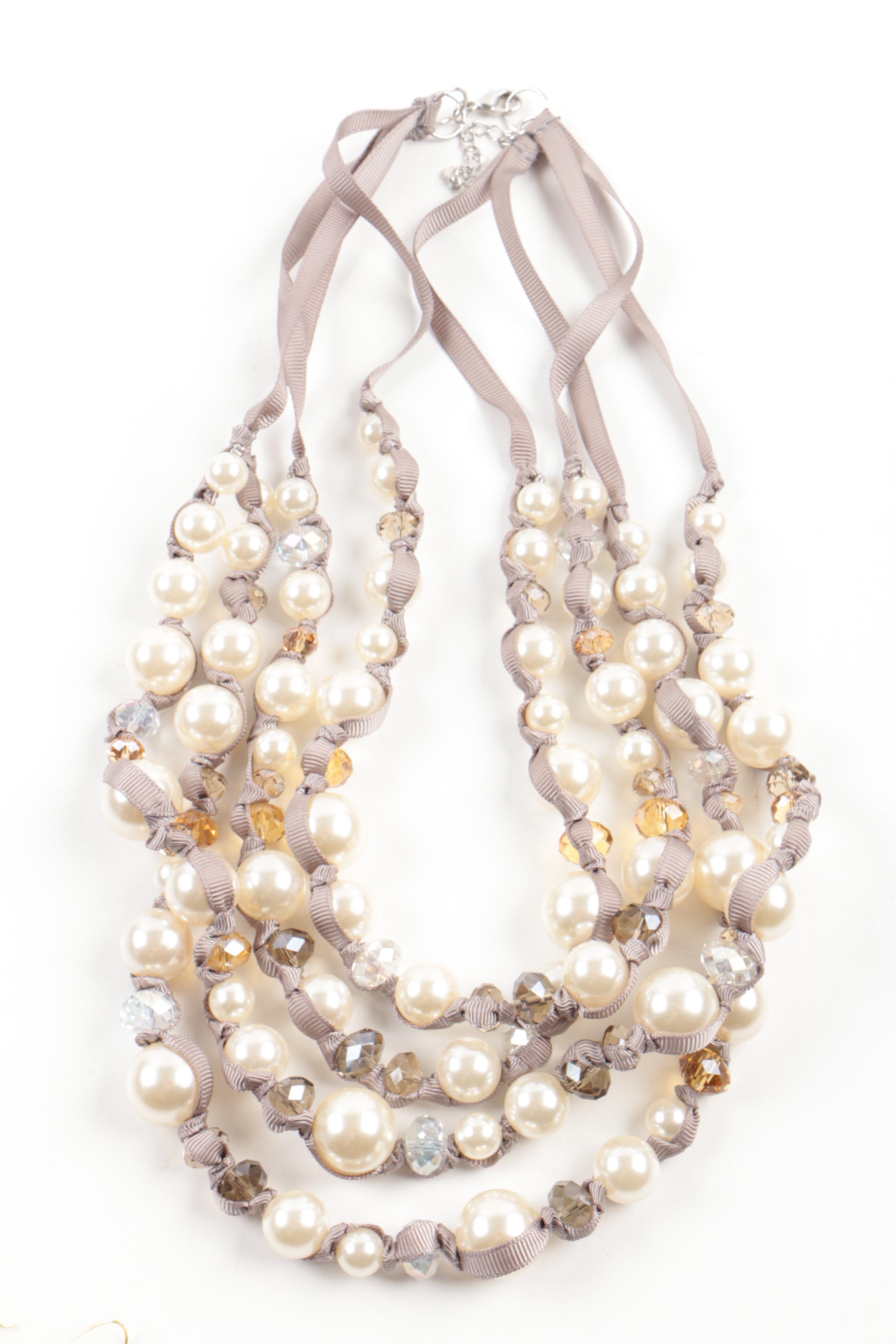 Nakamol and Replica Costume Jewelry with Imitation Pearls and Glass Crystals
